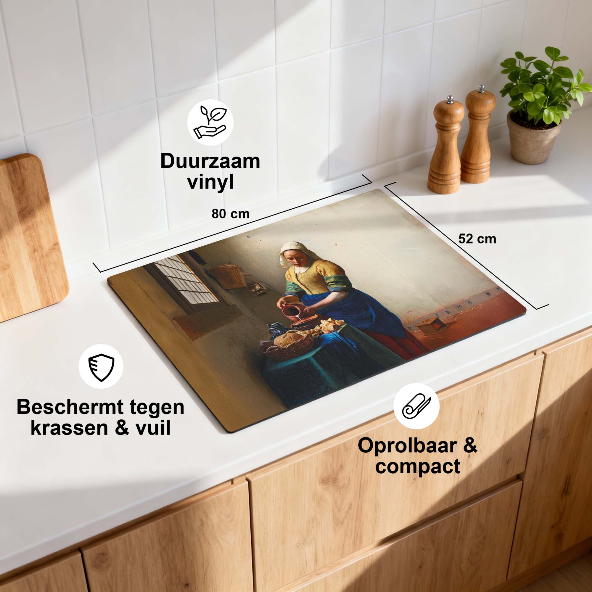 Milkmaid- Herdabdeckplatte mit holländischer Meisterkunst als Dekoration auf der Küchenoberfläche, haltbares und schützendes Vinyl