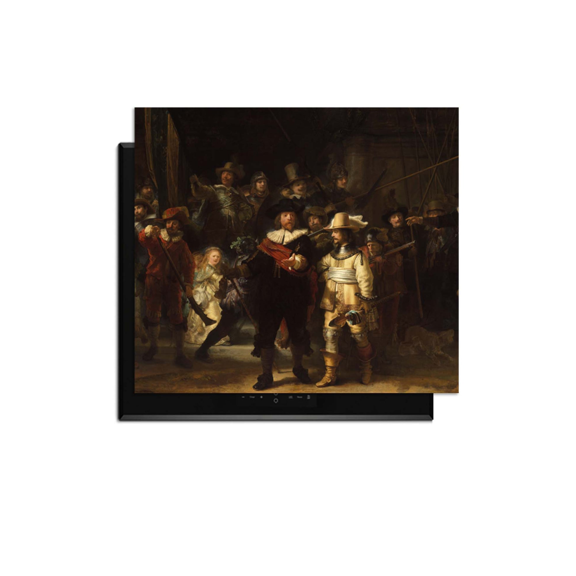 Night Watch- Herdabdeckplatte mit dem Meisterwerk The Night Watch für eine kraftvolle und historische Küchendekoration.