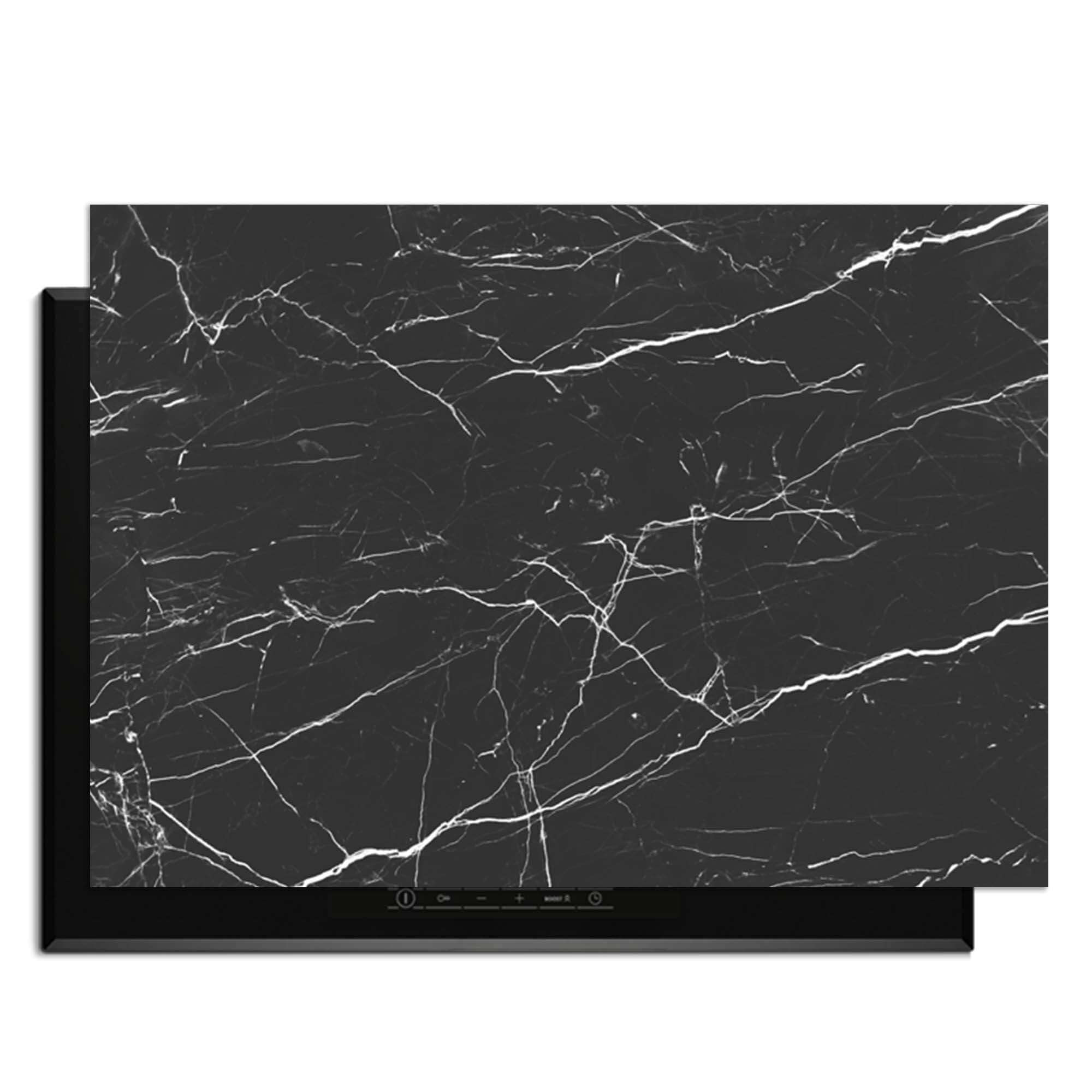 Obsidian Marble - Herdabdeckplatte zum Schutz von Induktionskochfeldern mit modernem Marmor-Design.