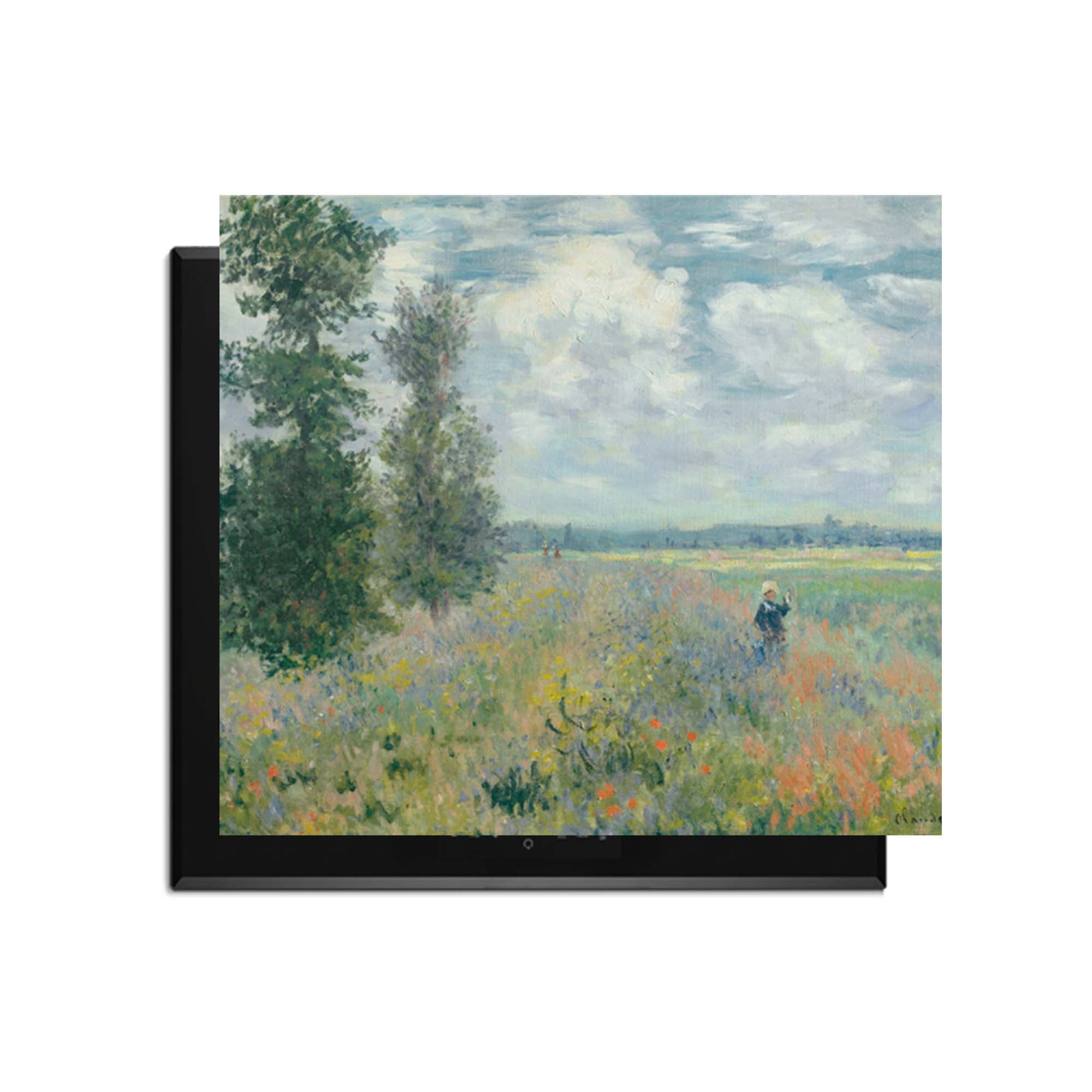 Landschaft mit einer Figur in einem Blumenfeld
