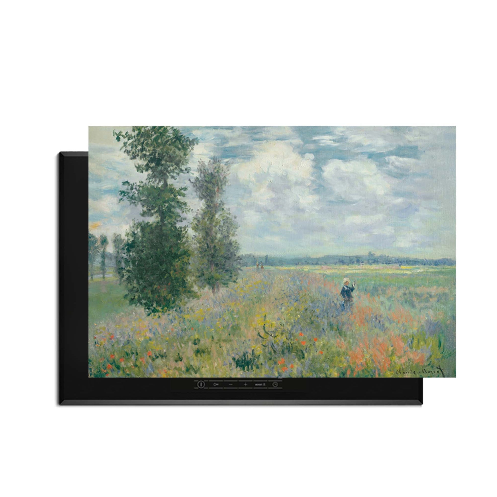 Mohnfeld - Herdabdeckplatte mit roten Blumen und Pinselstrichen in einem künstlerischen Design, farbenfroher Schutz für das Induktionskochfeld