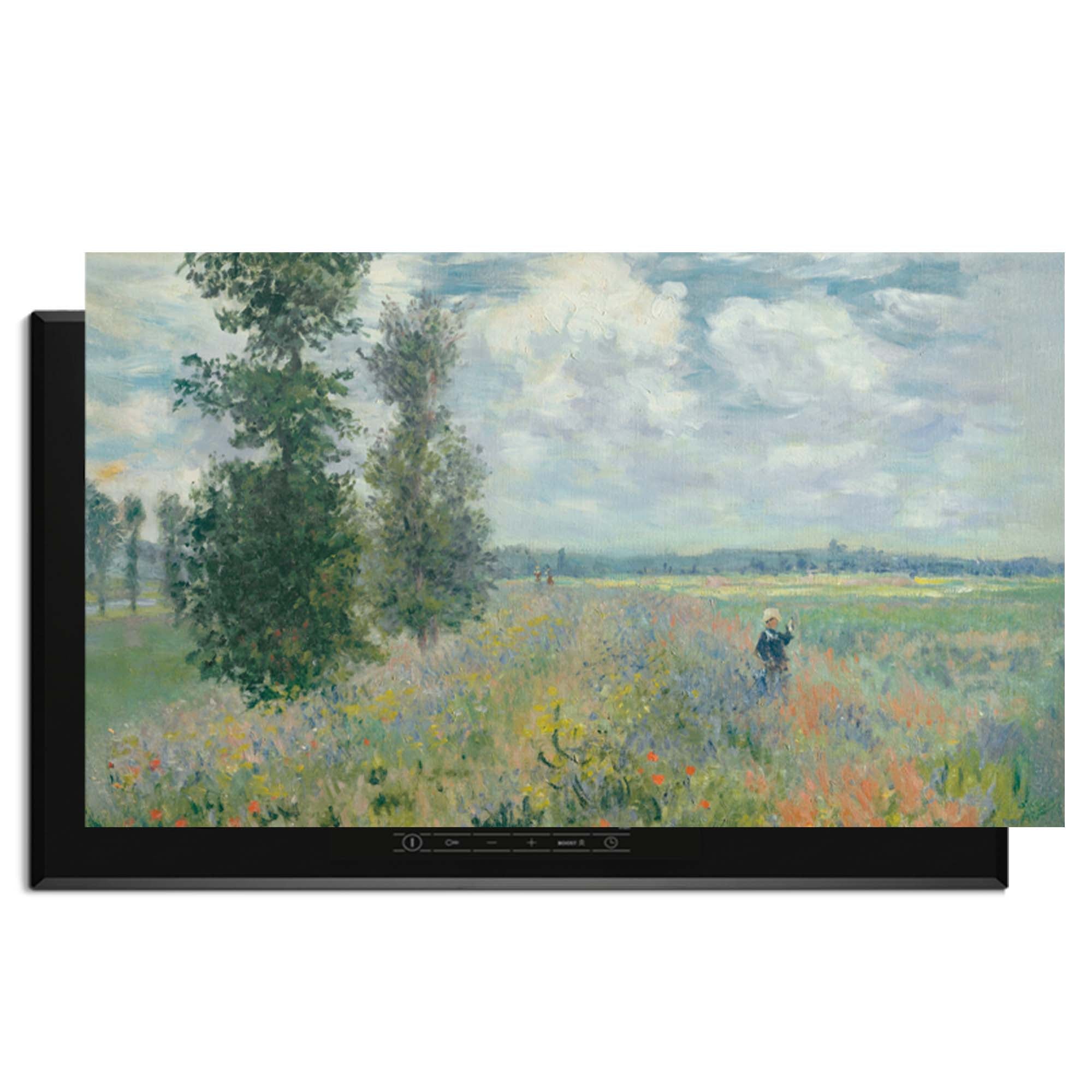 Poppy Field - Induktionswächter mit feuerroten Blumen und malerischen Pinselstrichen für eine künstlerische Küche.