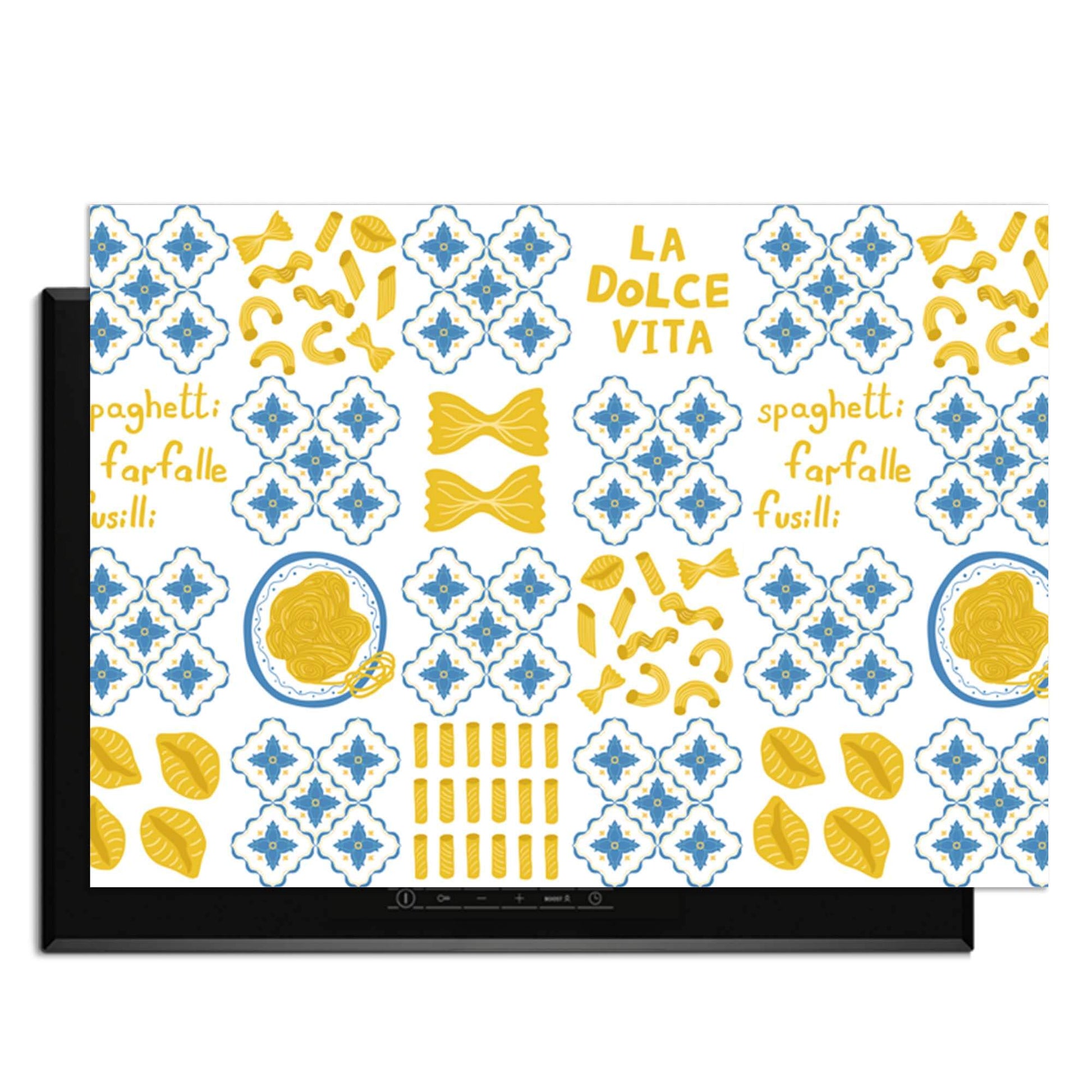 Pasta Tiles - Herdabdeckplatte mit italienischen Kachelmotiven und Pasta-Designs zum Schutz von Induktionskochfeldern.