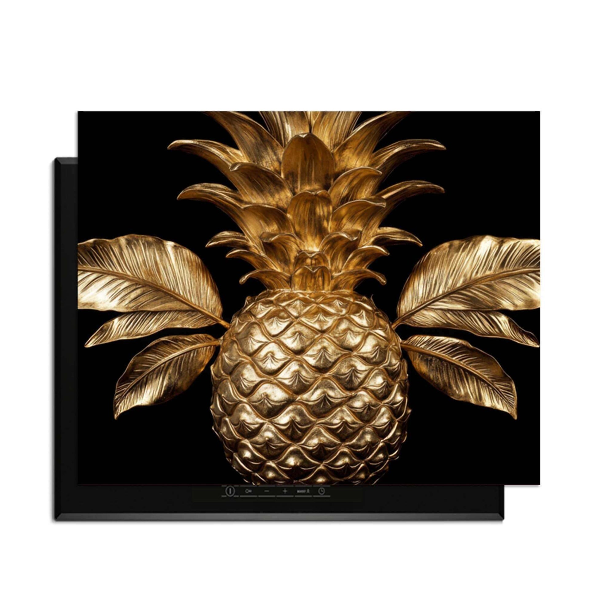 Pine Luxe - Herdabdeckplatte mit goldenem Ananas-Design für stilvollen Küchenschutz.