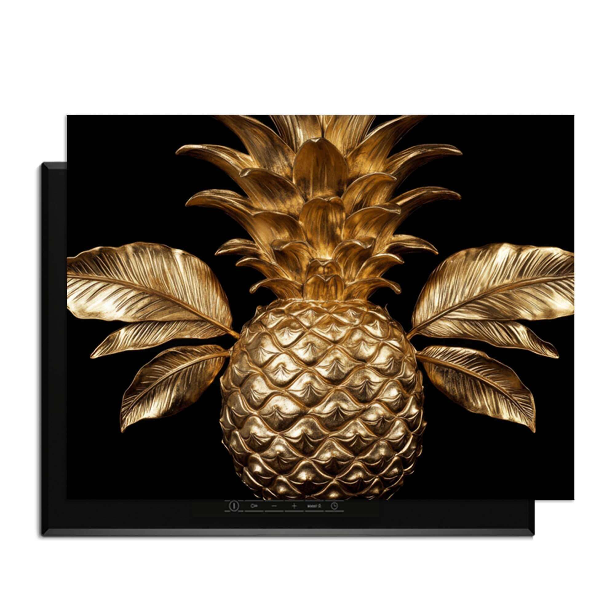 Pine Luxe - Herdabdeckplatte mit einem goldenen Ananas-Design für den stilvollen Einsatz in der Küche.