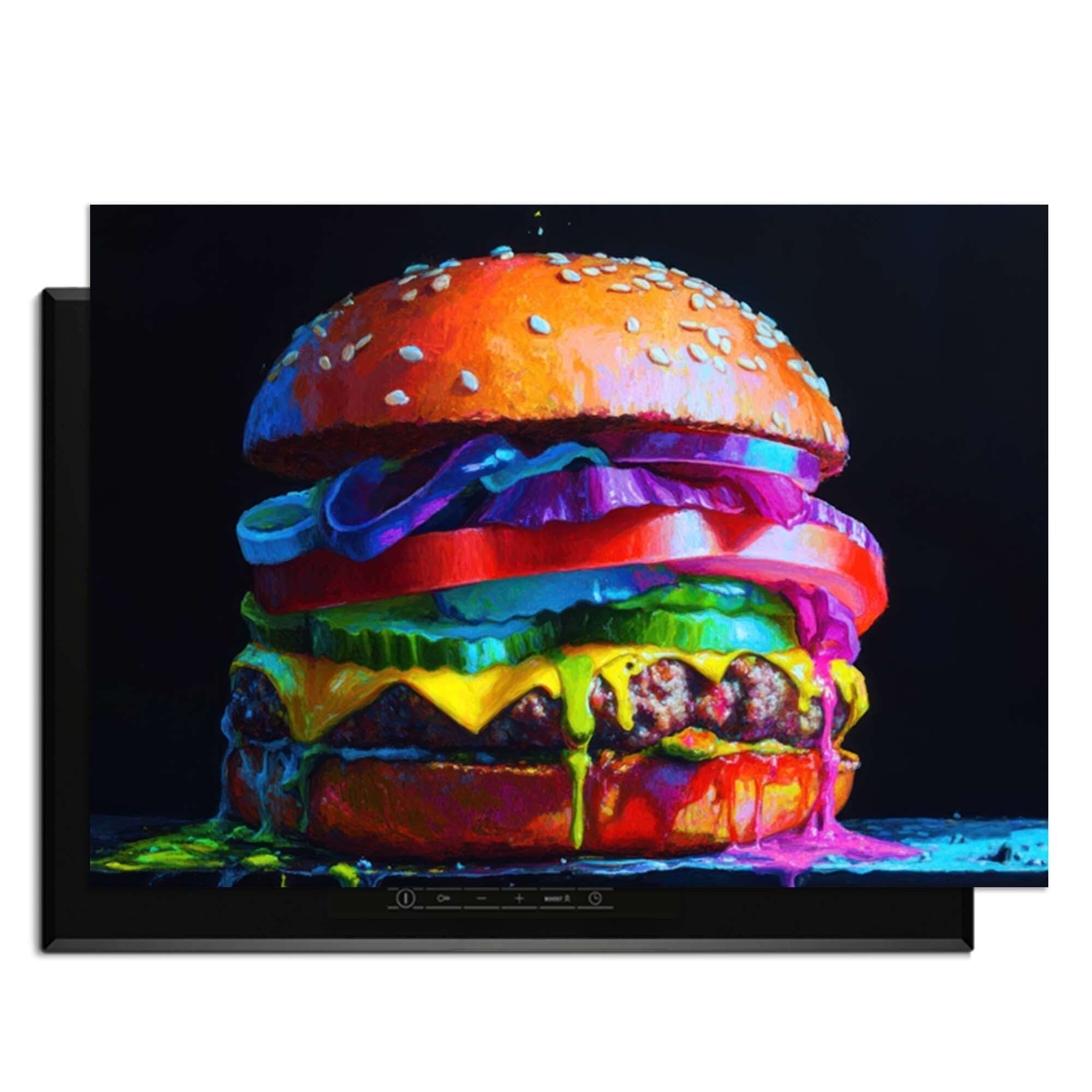 Pop Art Burger - Herdabdeckplatte für stilvollen Küchenschutz und praktische Funktionalität.
