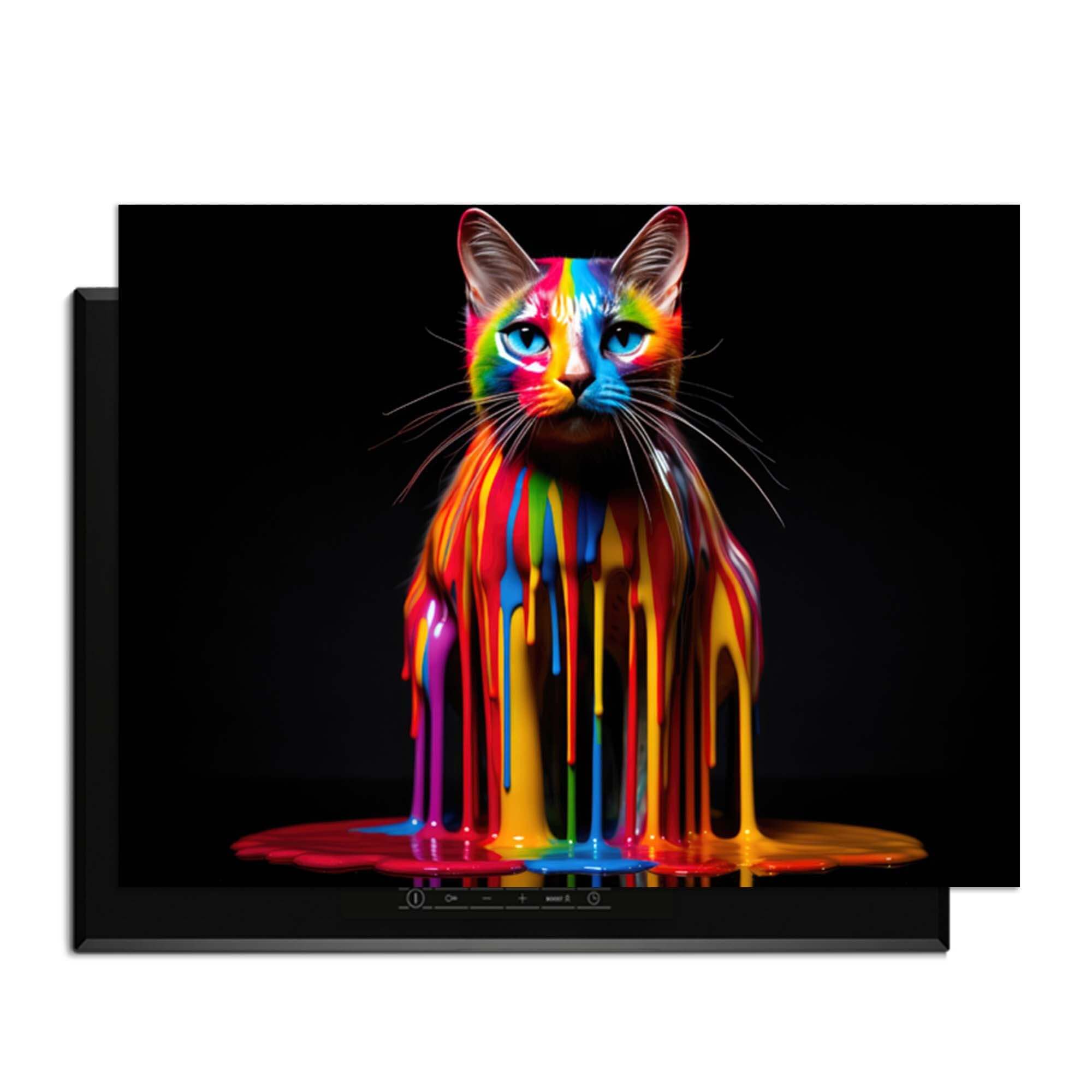 Rainbow Cat - Herdabdeckplatte mit bunter Farbe, ideal zum Schutz von Induktionskochfeldern.