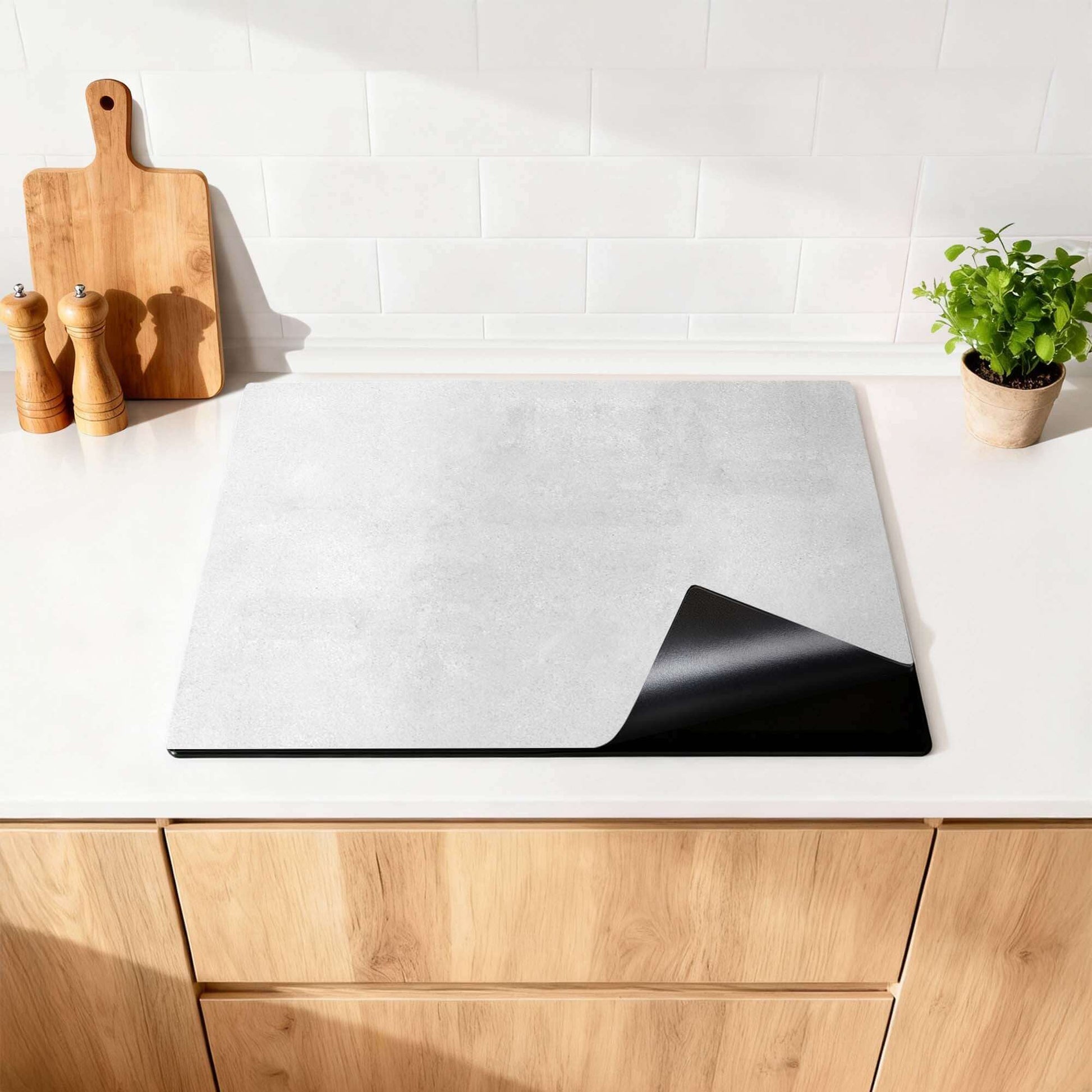 Smooth Concrete - Herdabdeckplatte für die Küchenarbeitsplatte mit moderner Betonoptik und Schutzschicht