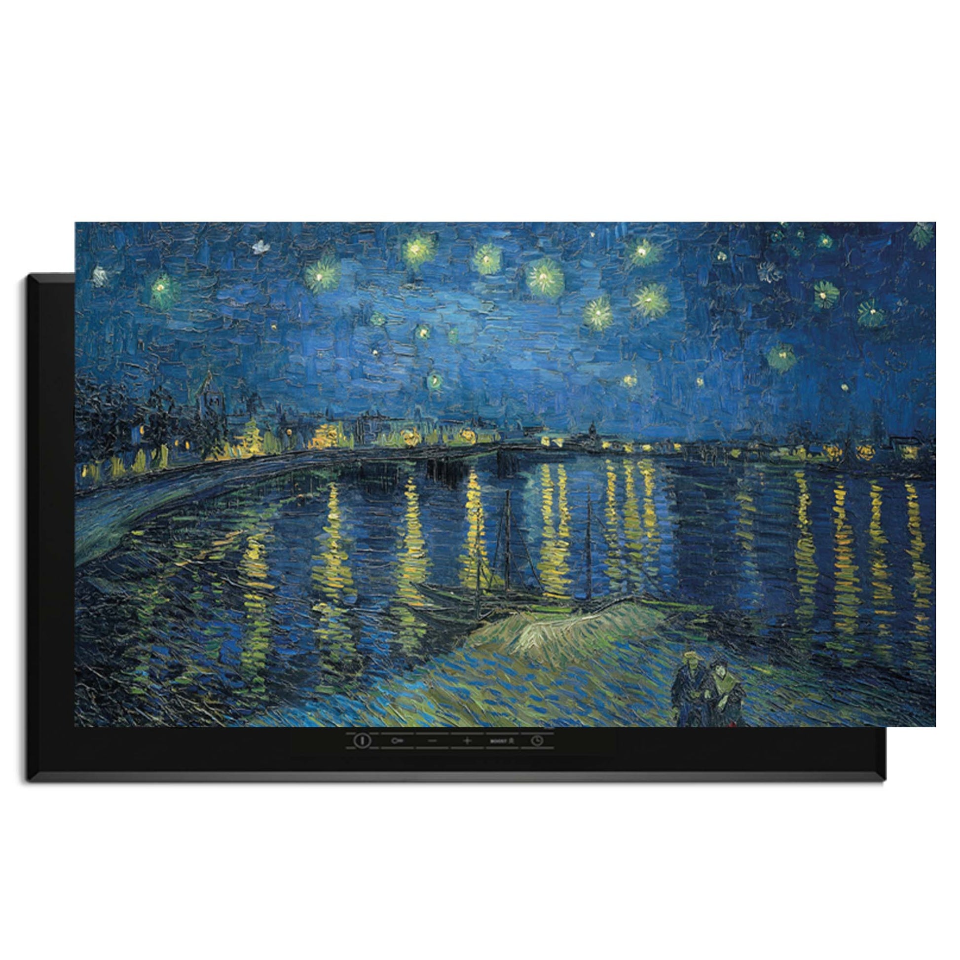 Sternennacht über der Rhone - Herdabdeckplatte, stimmungsvolles Kunstdesign mit Sternen und Wasserreflexen für einen warmen Küchenlook.