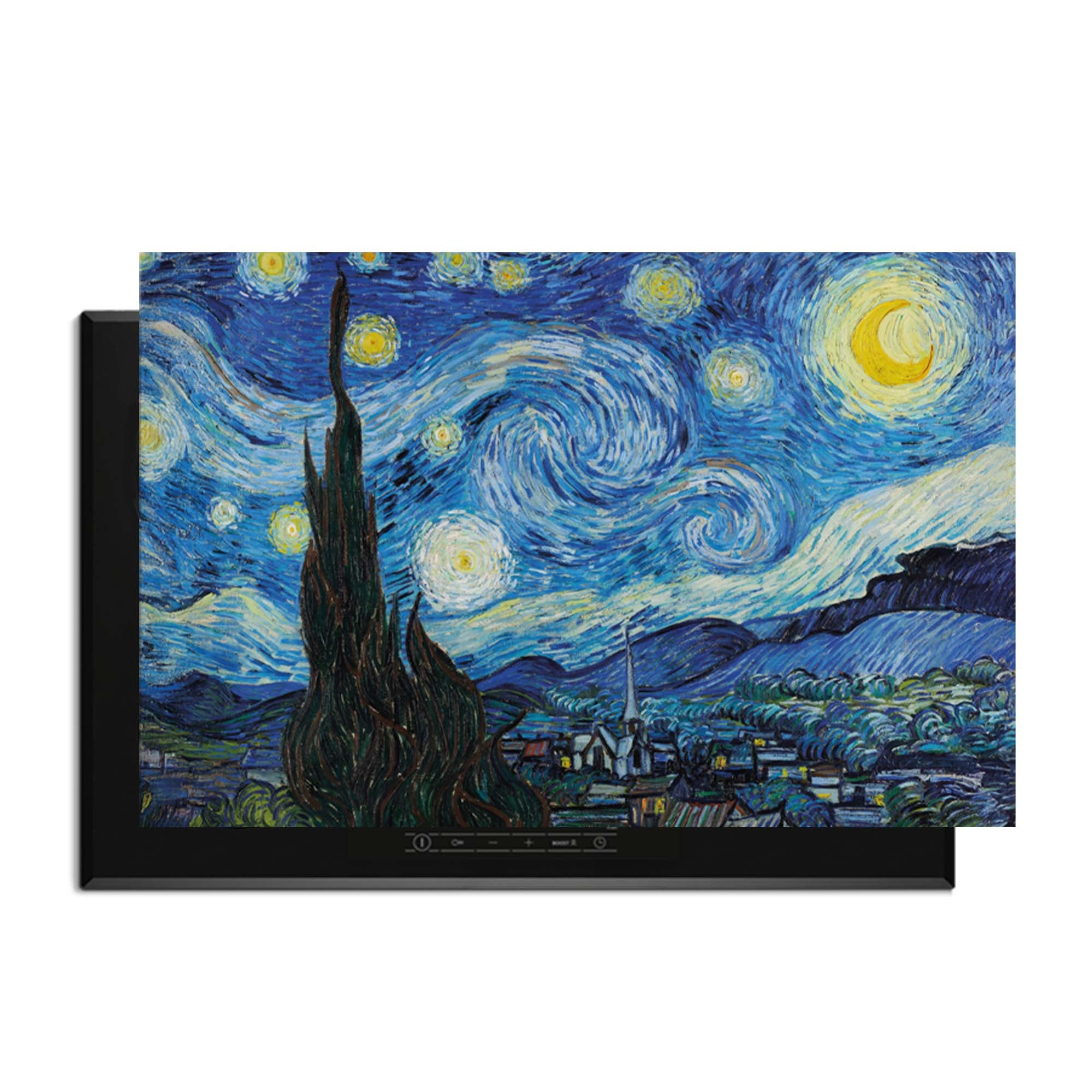 Starry Night - Herdabdeckplatte mit kunstvollem Sternenhimmel und tiefen Blautönen, ideal für eine stilvolle Küche.