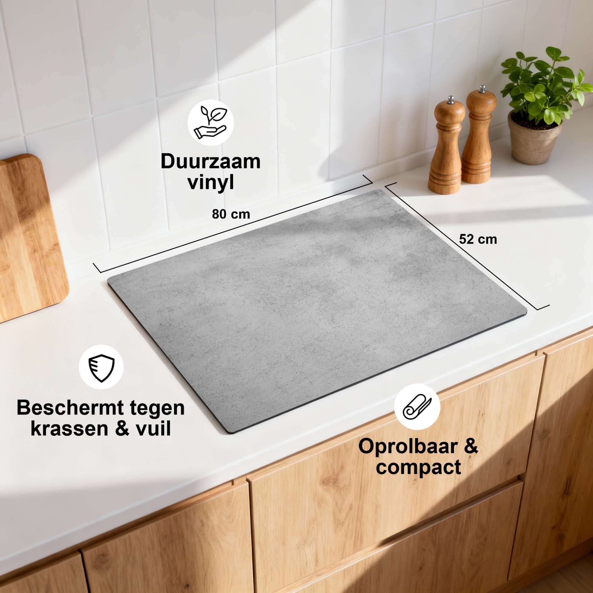Urban Grey - Herdabdeckplatte für die Küchenarbeitsplatte, schützt vor Kratzern und Schmutz mit stilvollem Design.
