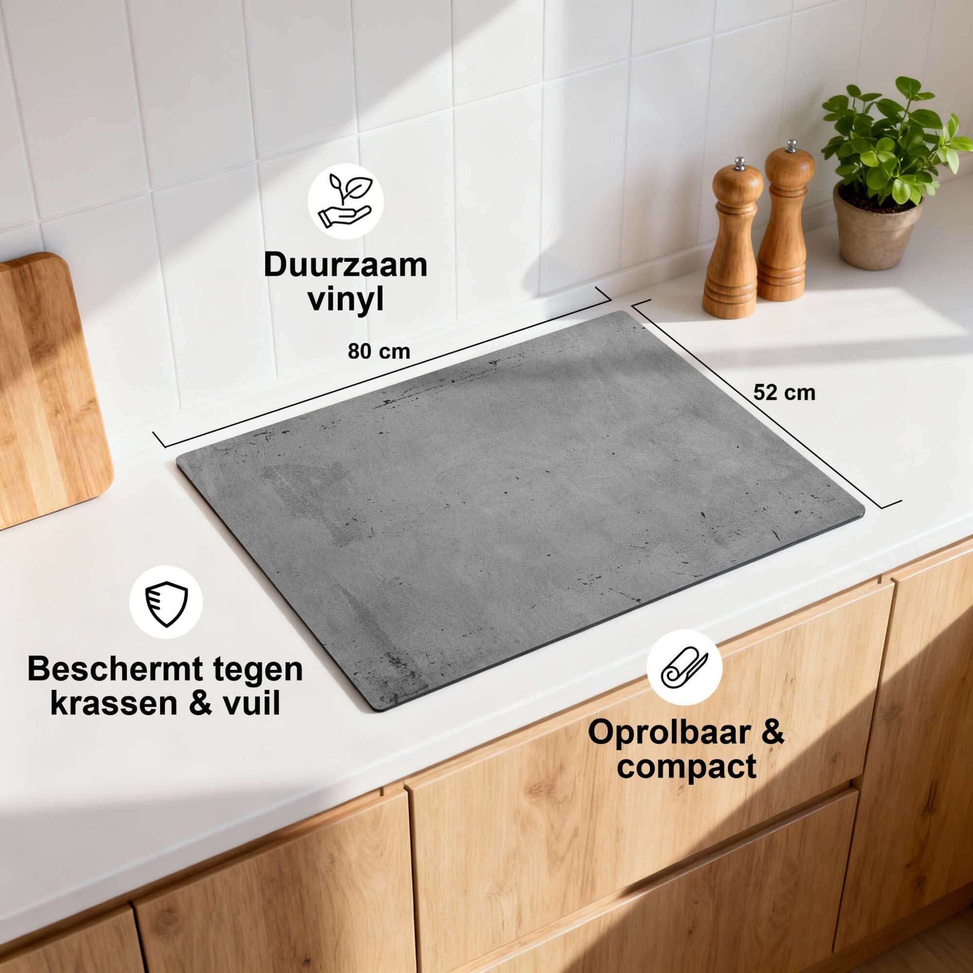 Urban Slate Herdabdeckplatte mit Größen, rutschfester Beschichtung und aufrollbarem Design.