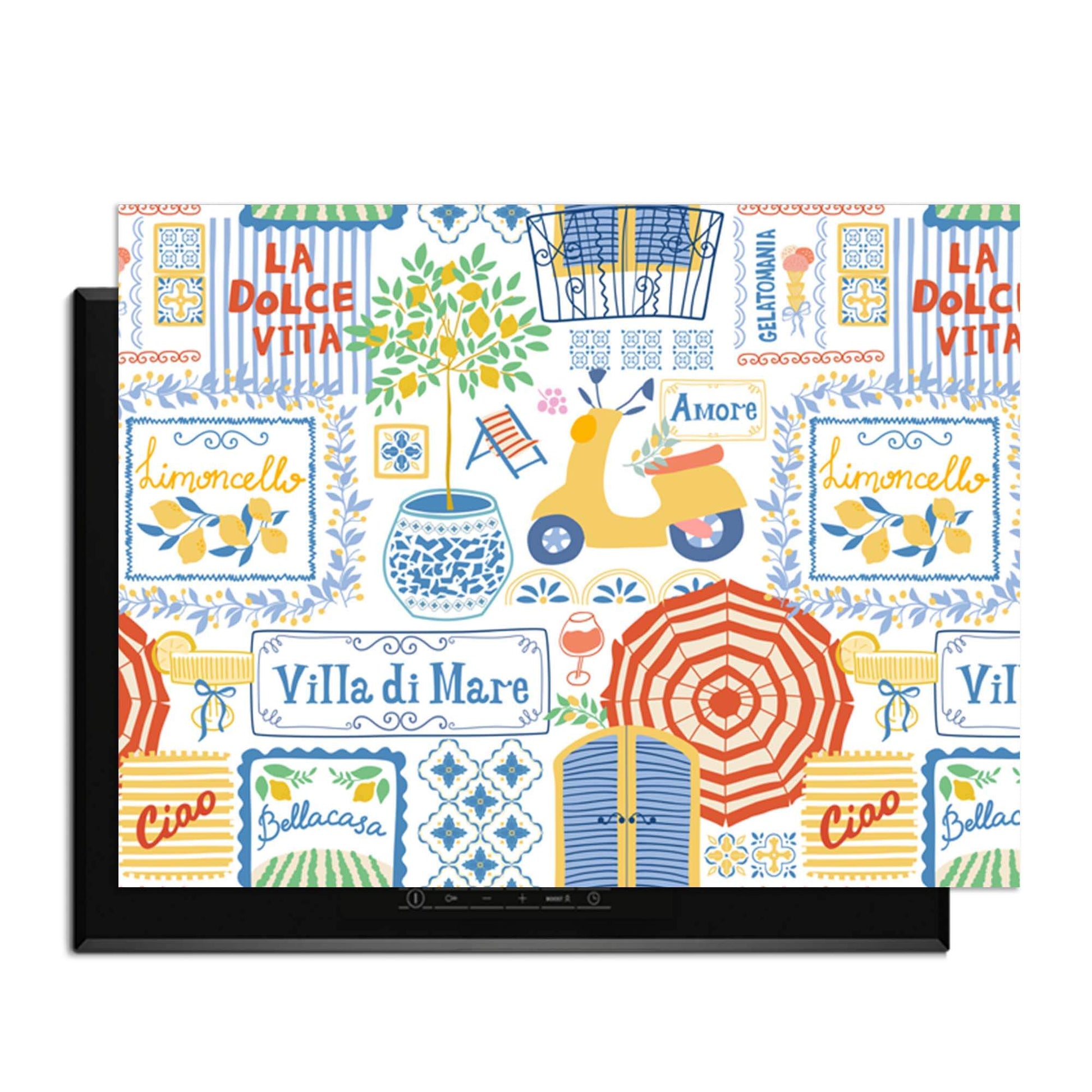 Villa Mare - Herdabdeckplatte mit mediterranen Symbolen zum Schutz der Küche