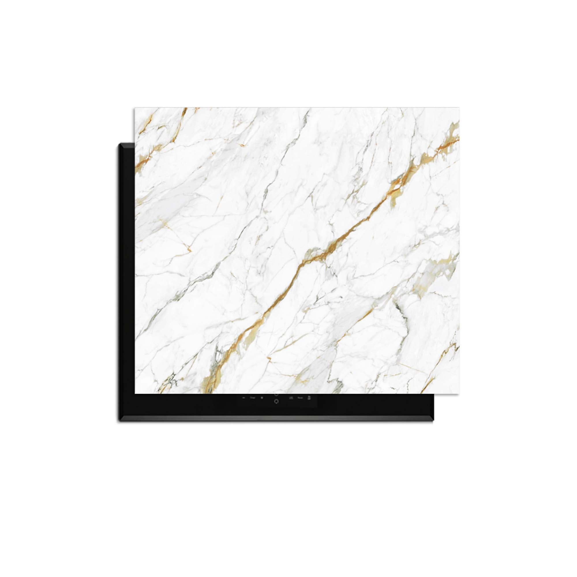Calacatta Gold - Herdabdeckplatte mit elegantem Marmor-Design für ein modernes Kochfeld.