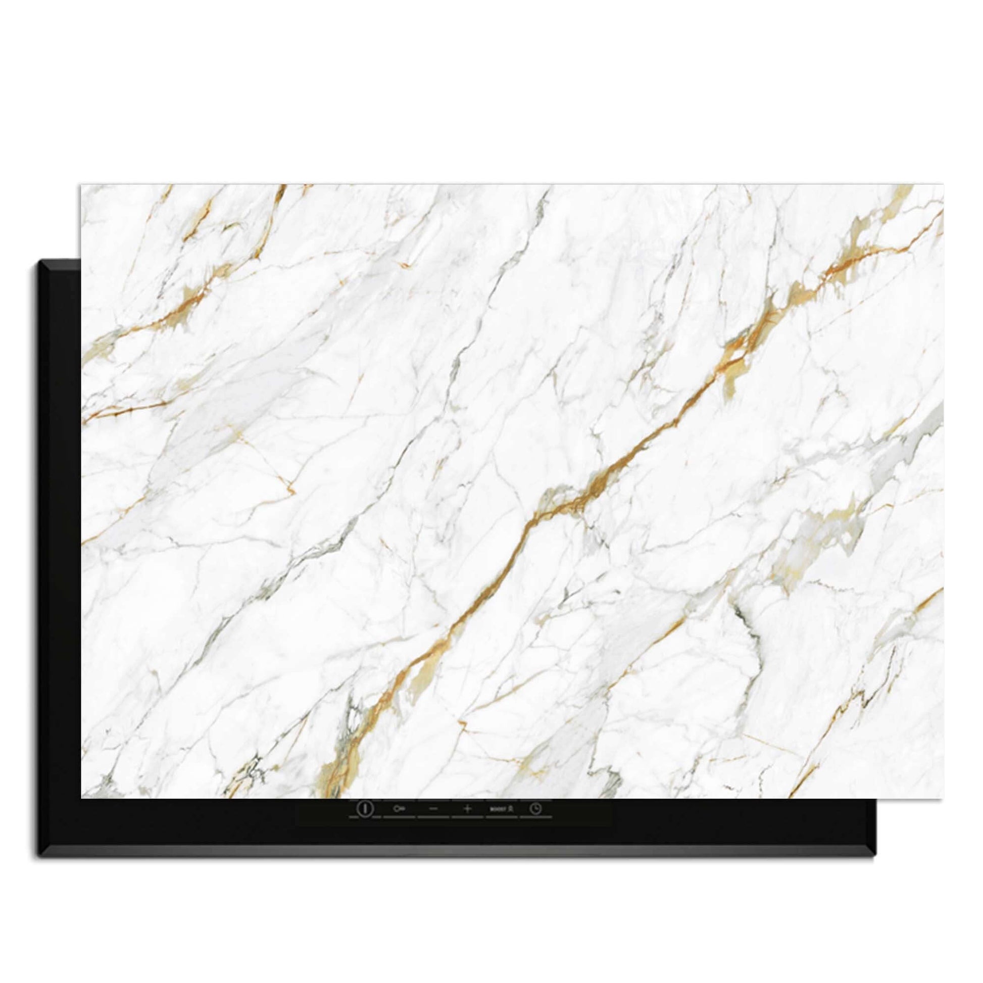Calacatta Gold - Herdabdeckplatte mit Marmordesign für moderne Küchen.