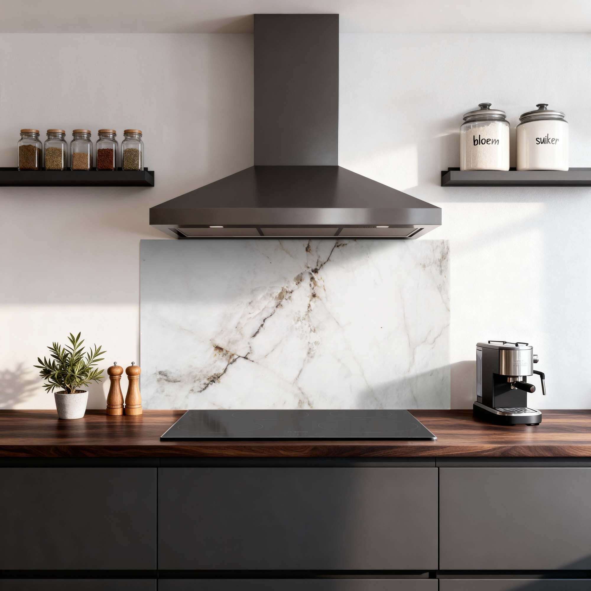 Pure Marble Splashback in moderner Küche mit Marmoroptik Splashback für stilvollen Schutz und elegantes Aussehen, Kitchen Splashback.
