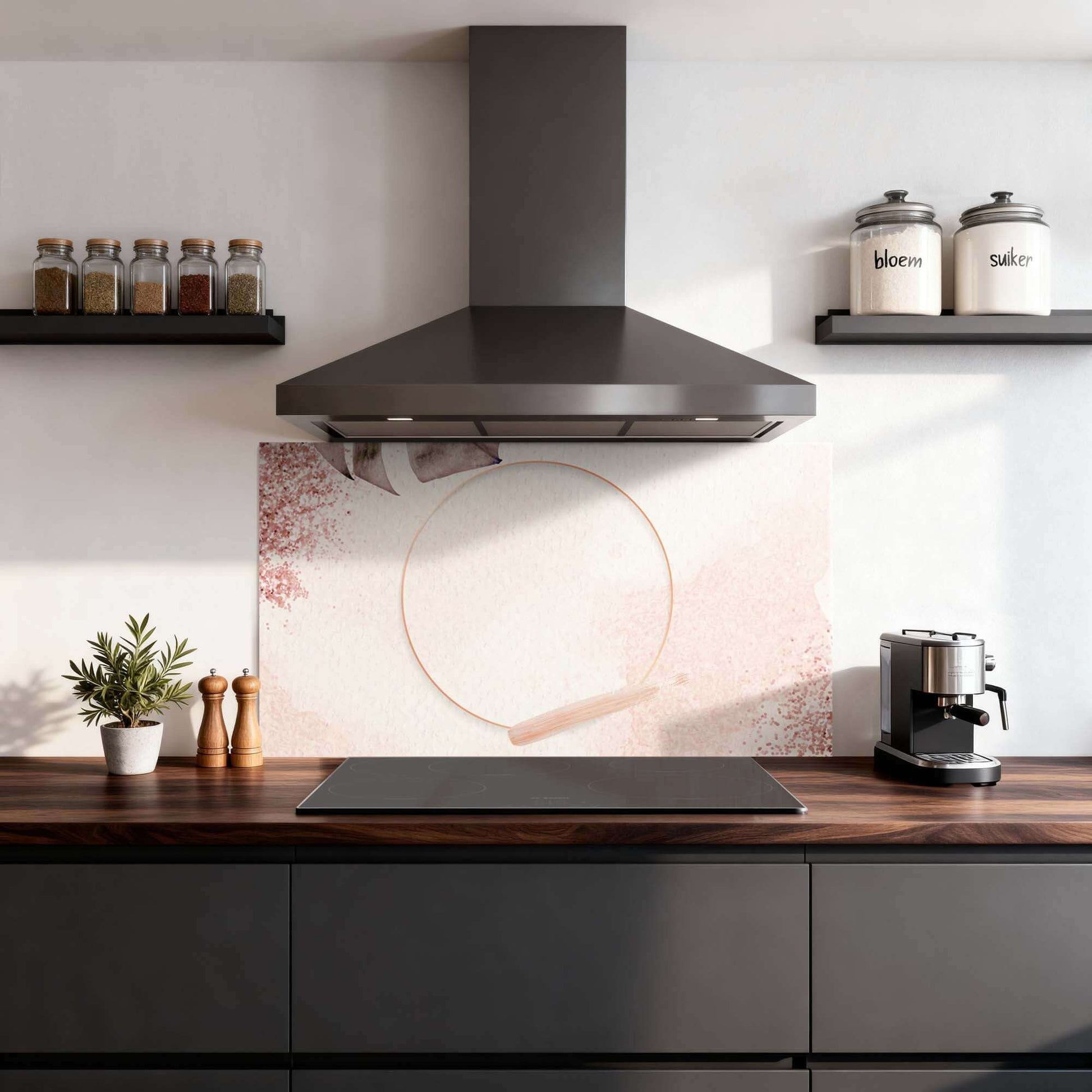 Soft Harmony Spritzschutz: eleganter rosafarbener Spritzschutz für moderne Küchen, auch bekannt als Küchenspritzschutz oder Splashback.