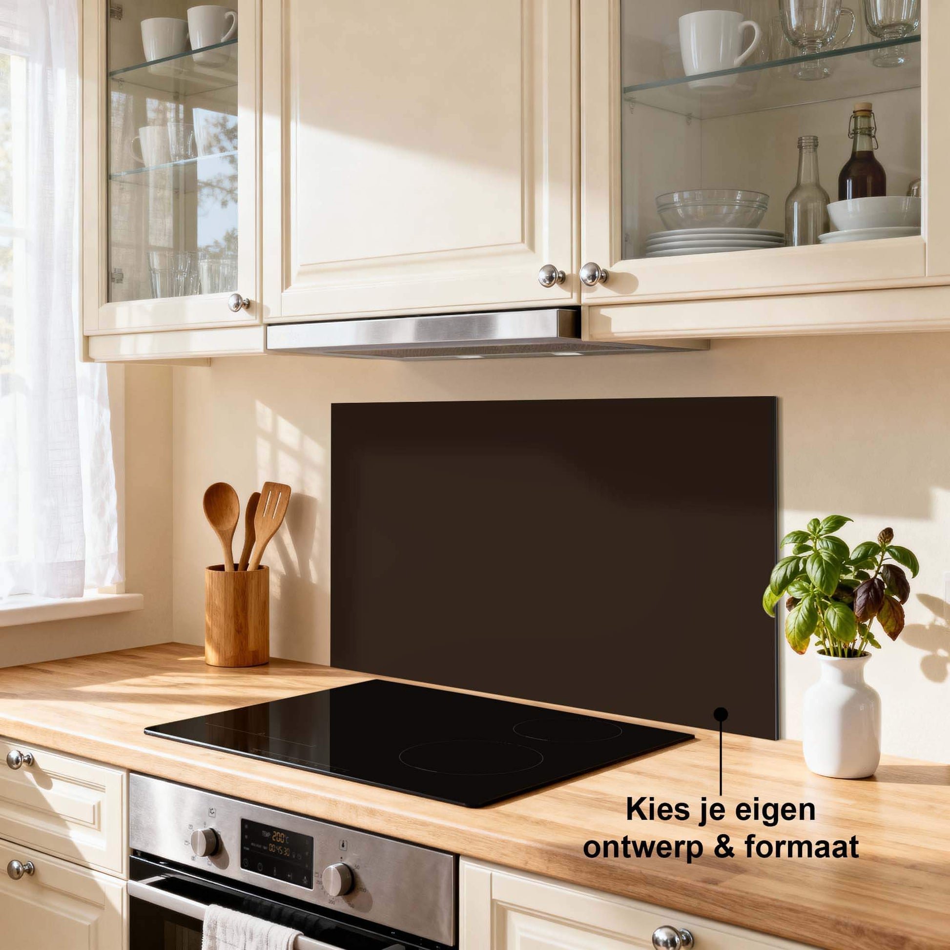 Lucida Spritzschutz in schickem dunkelbraunem Farbton für Küchen, einfarbiger Spritzschutz für einen ruhigen und stilvollen Look