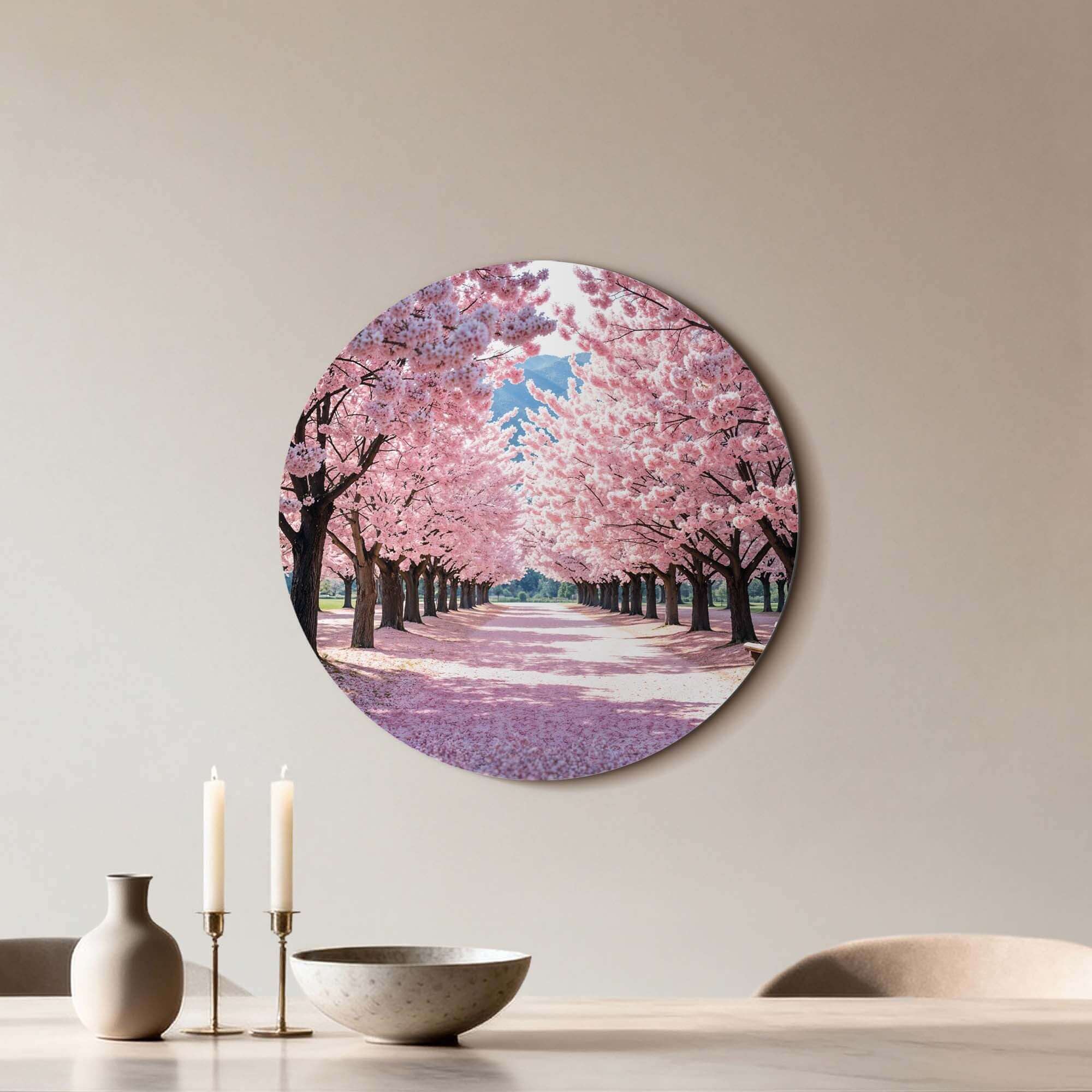 Blossom Avenue - Wandbild mit rosa Blüte, ideal für Küche, Esszimmer oder Flur. Rustikale Wanddekoration, Wandbilder mit romantischer Ausstrahlung.