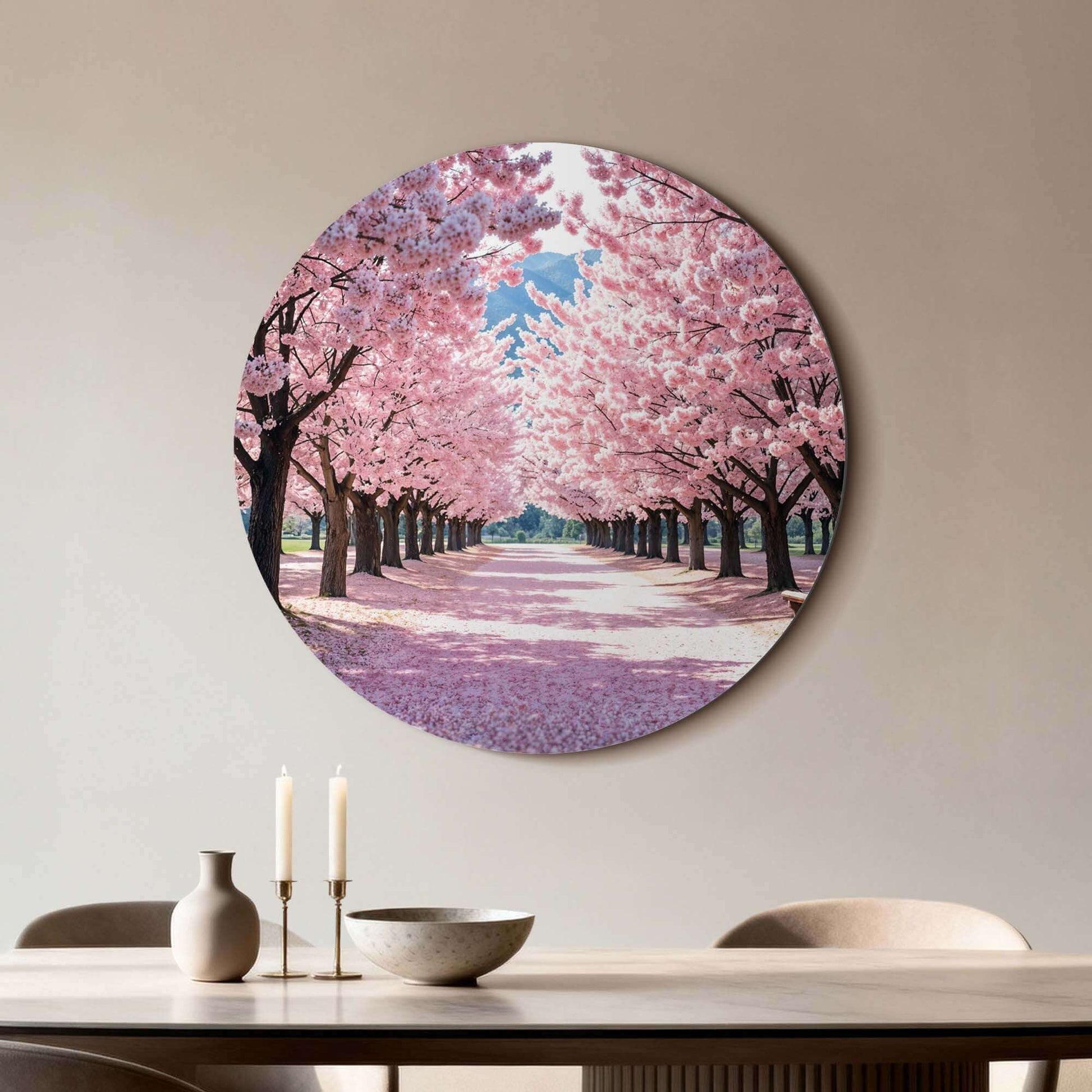 Blossom Avenue - Wandbild mit rosa Blüte, ideal für Ruhe und Romantik in Küche, Esszimmer oder Flur. Enthaltene Stichwörter: Wandbild, Wandbild.