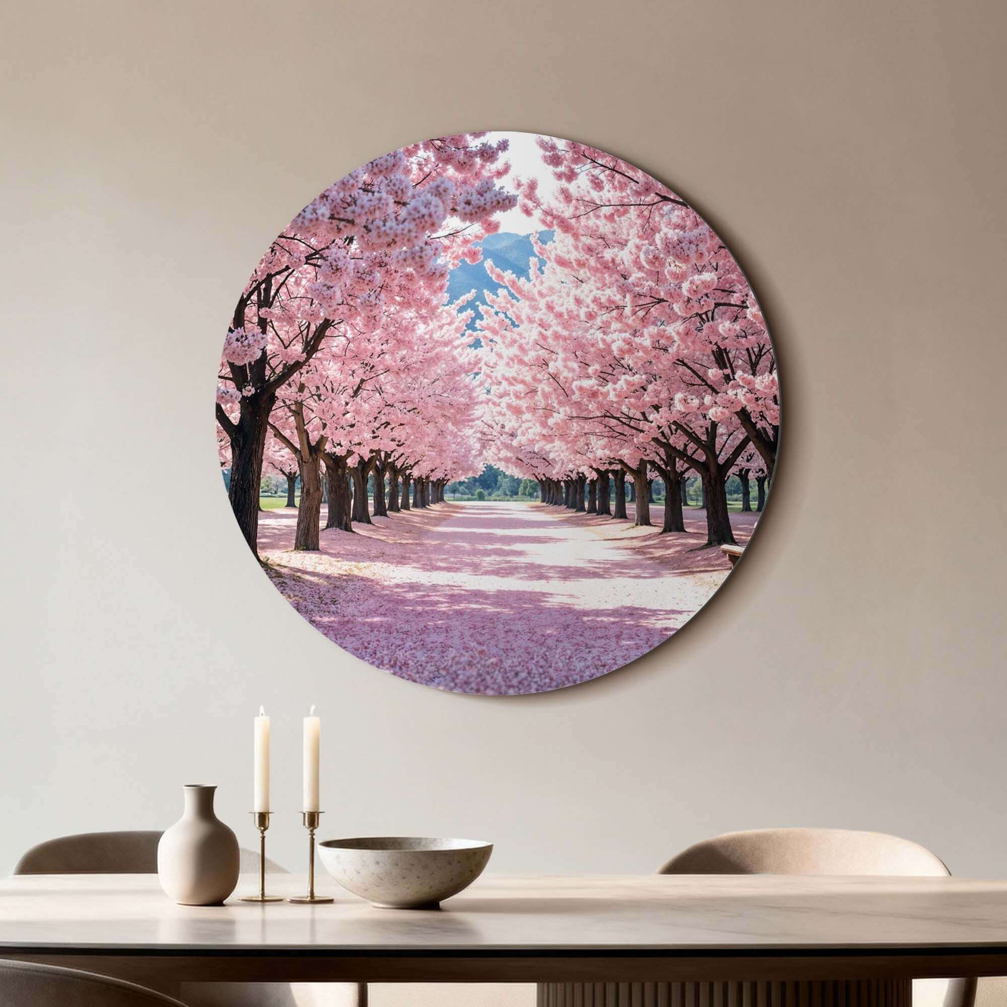 Blossom Avenue - Wandbild mit rosa Blüte, ideal für Ruhe und Romantik in Küche, Esszimmer oder Flur. Enthaltene Stichwörter: Wandbild, Wandbild.