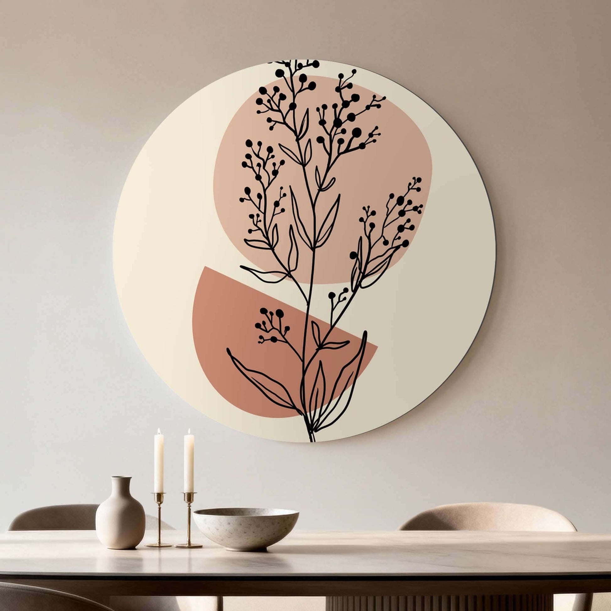 Blush Botanical Line - Wandbild im minimalistischen Design mit botanischer Kunst. Perfekt für die Dekoration von Küche oder Esszimmer.