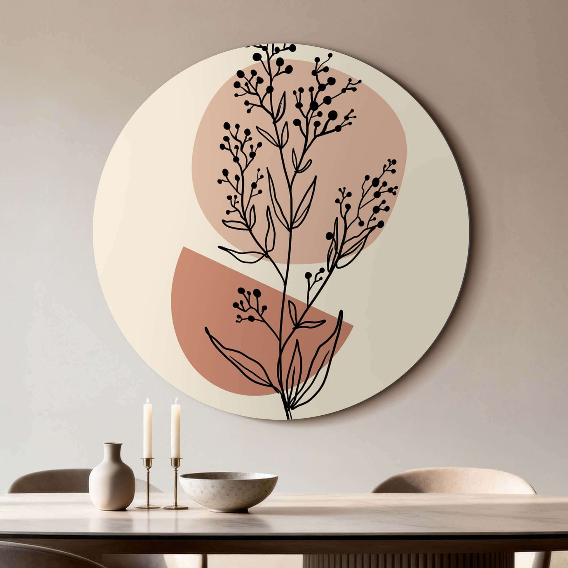 Blush Botanical Line - Wandbild mit warmen Blush-Tönen und minimalistischen Linien, perfekt für moderne Küchen und Innenräume. Wandbilder.