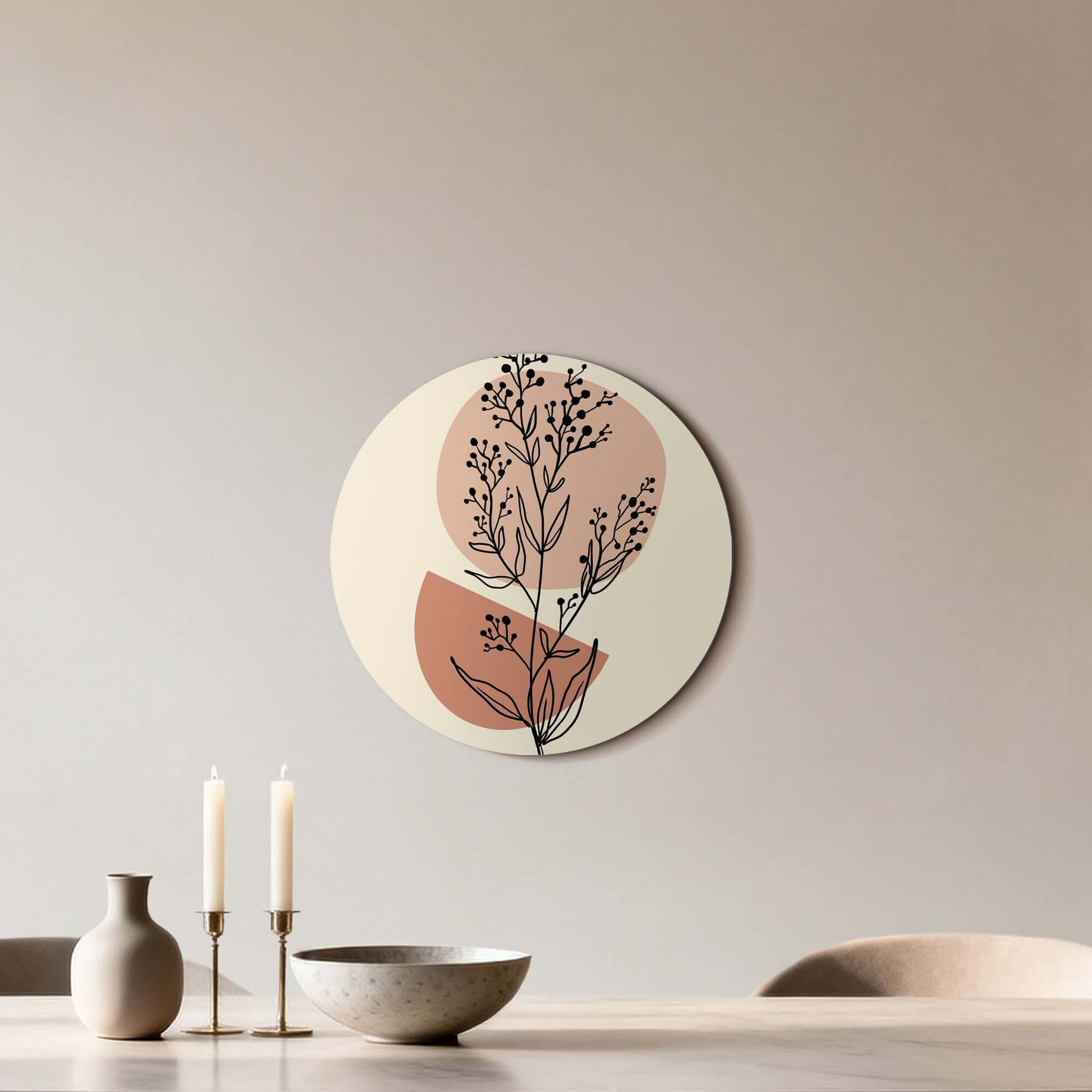 Blush Botanical Line - Wandbild mit minimalistischen Linien und warmen Blush-Tönen, perfekt für stilvolle Innenräume. Wandbild Dekor.