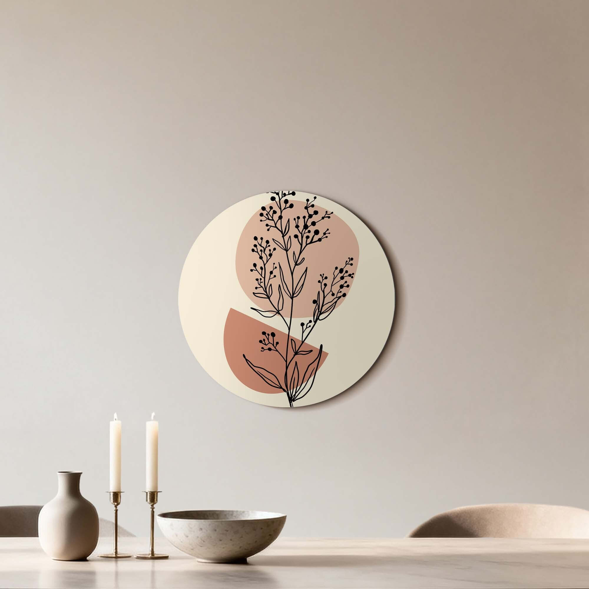 Blush Botanical Line - Wandbild mit minimalistischen Linien und warmen Blush-Tönen, perfekt für stilvolle Innenräume. Wandbild Dekor.