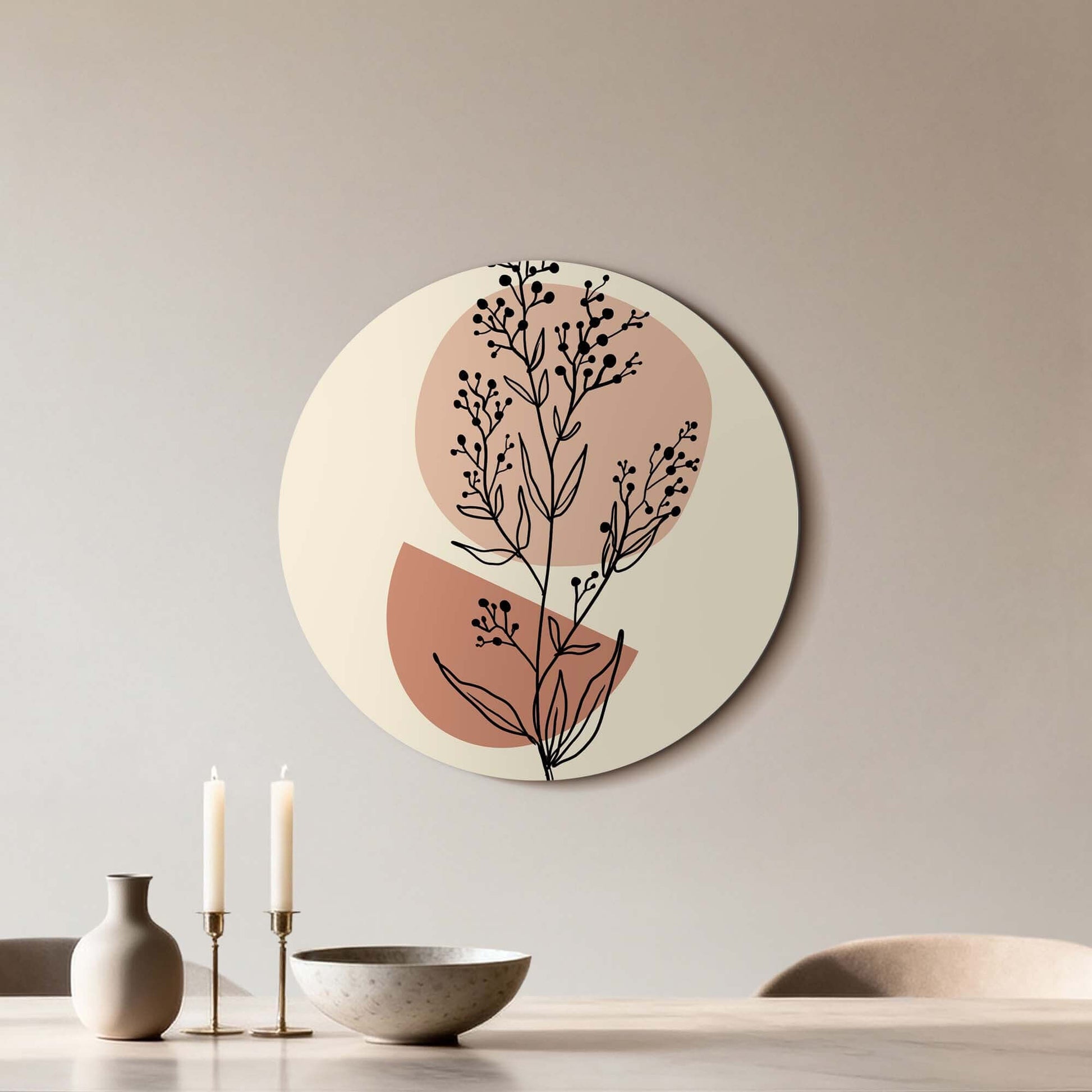 Blush Botanical Line - Wandbild, moderner Wandbild mit botanischem Design in Blush-Tönen für Küche oder Esszimmer.