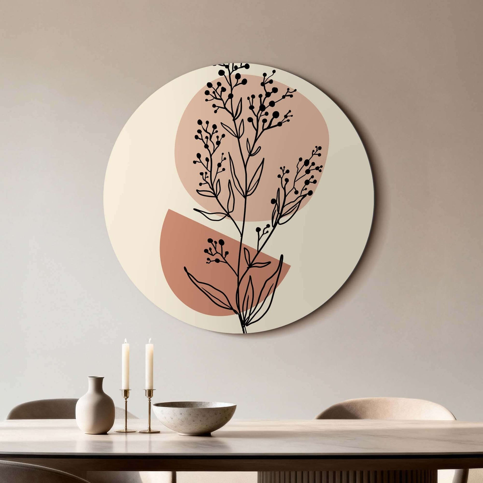 Blush Botanical Line - Wandbild mit botanischem Wandbild und warmen Blush-Tönen für stilvolle Innenräume.