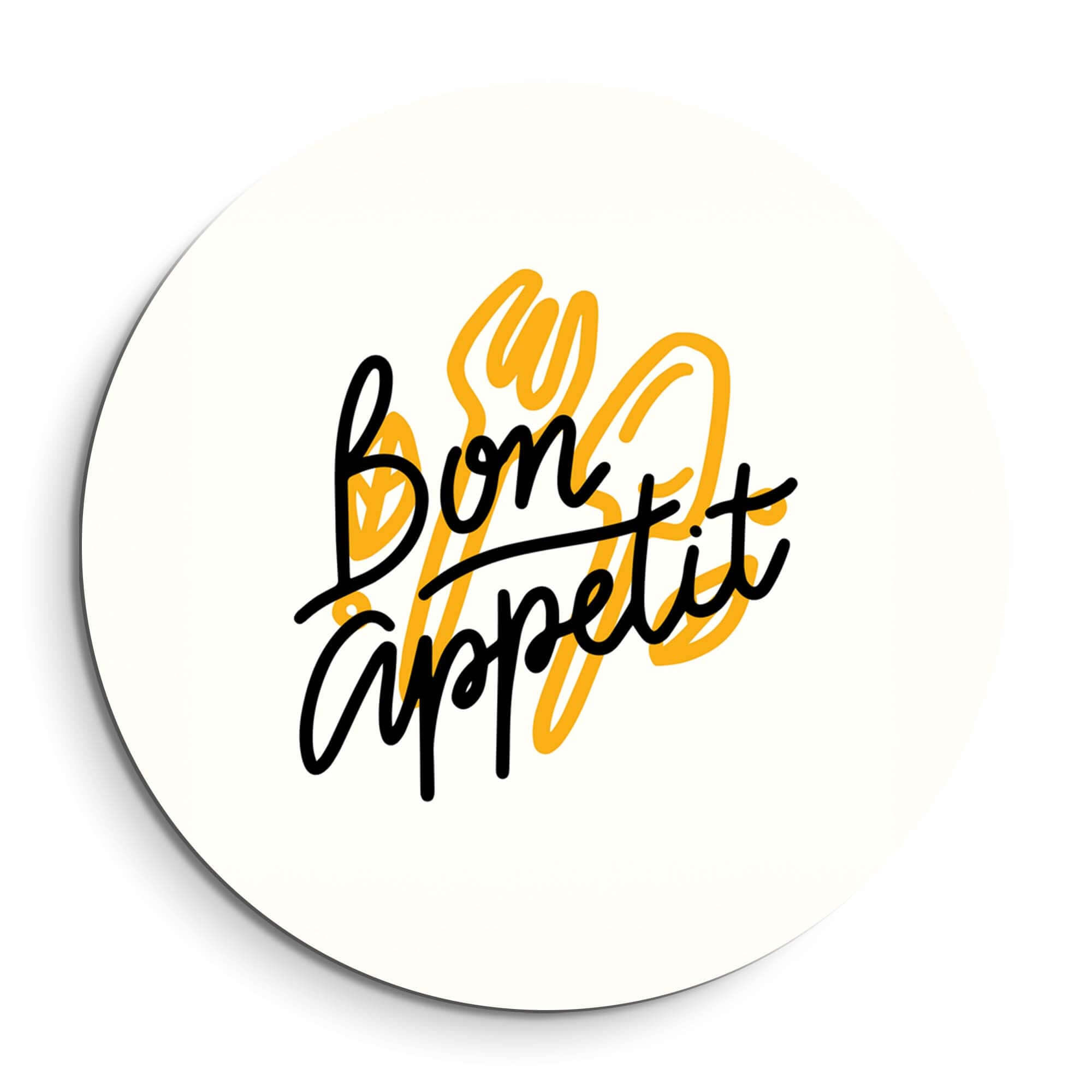 Bon Appetit Classic - Wandbild mit handgeschriebenem Text in Schwarz auf weißem Hintergrund, ideal für Küche oder Esszimmer.