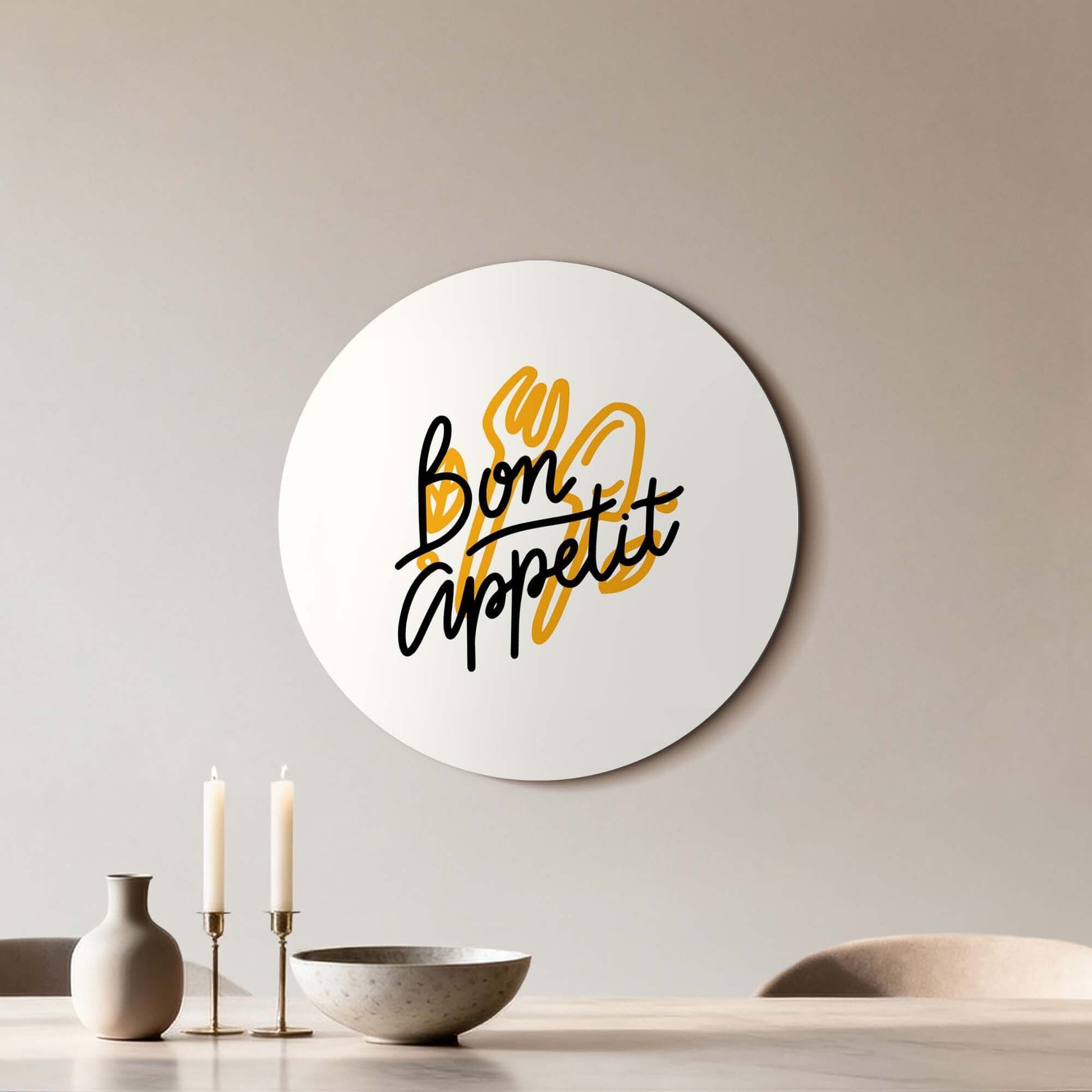 Bon Appetit Classic - Wandbild mit handgeschriebenem Text für Küche oder Esszimmer, stilvolle Wandbilder und Wandbilddekoration.