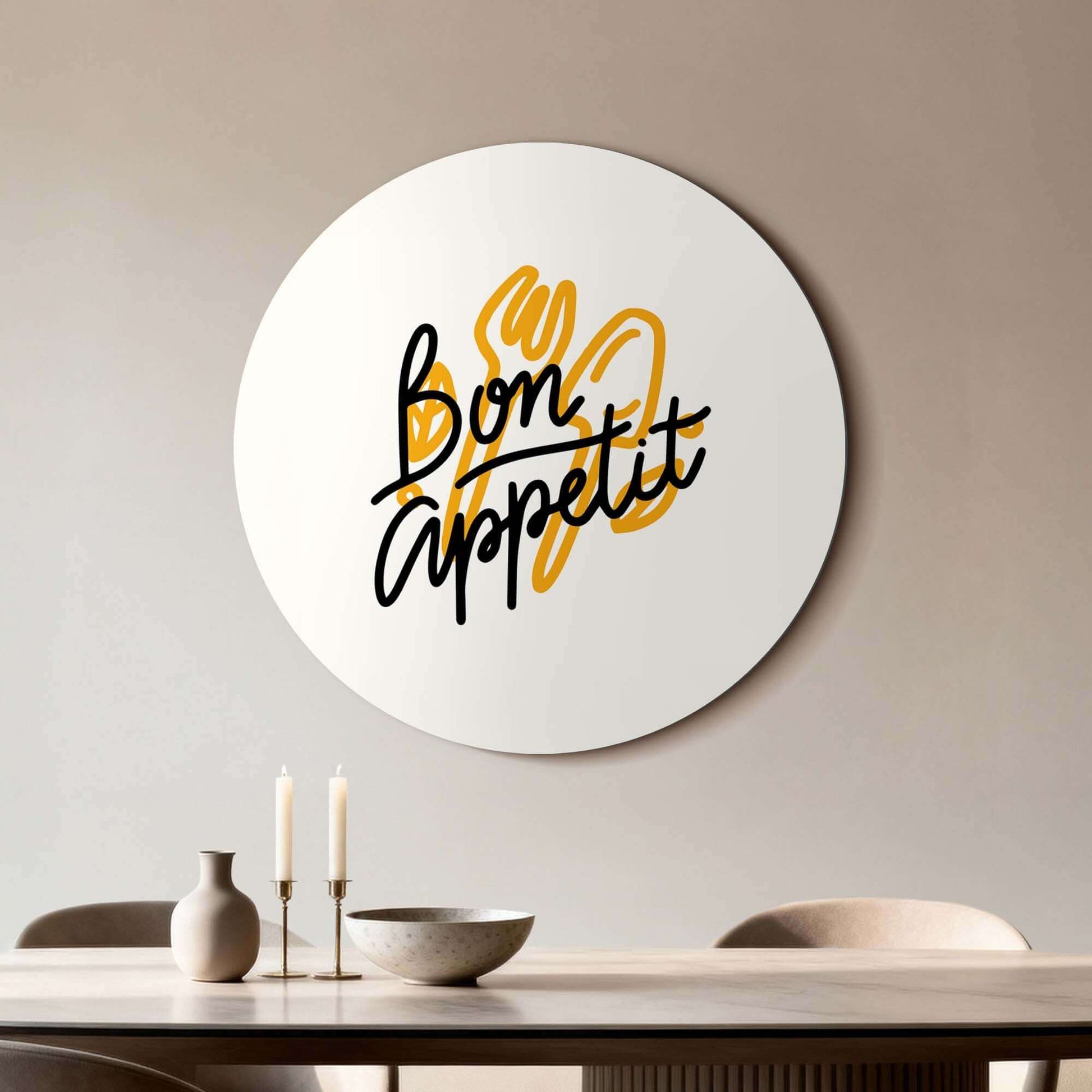 Stilvoller Bon Appetit Classic - Wandbild mit handgeschriebenem Text für Küche oder Esszimmer, dekorativer Wandbild Wandbild Design.