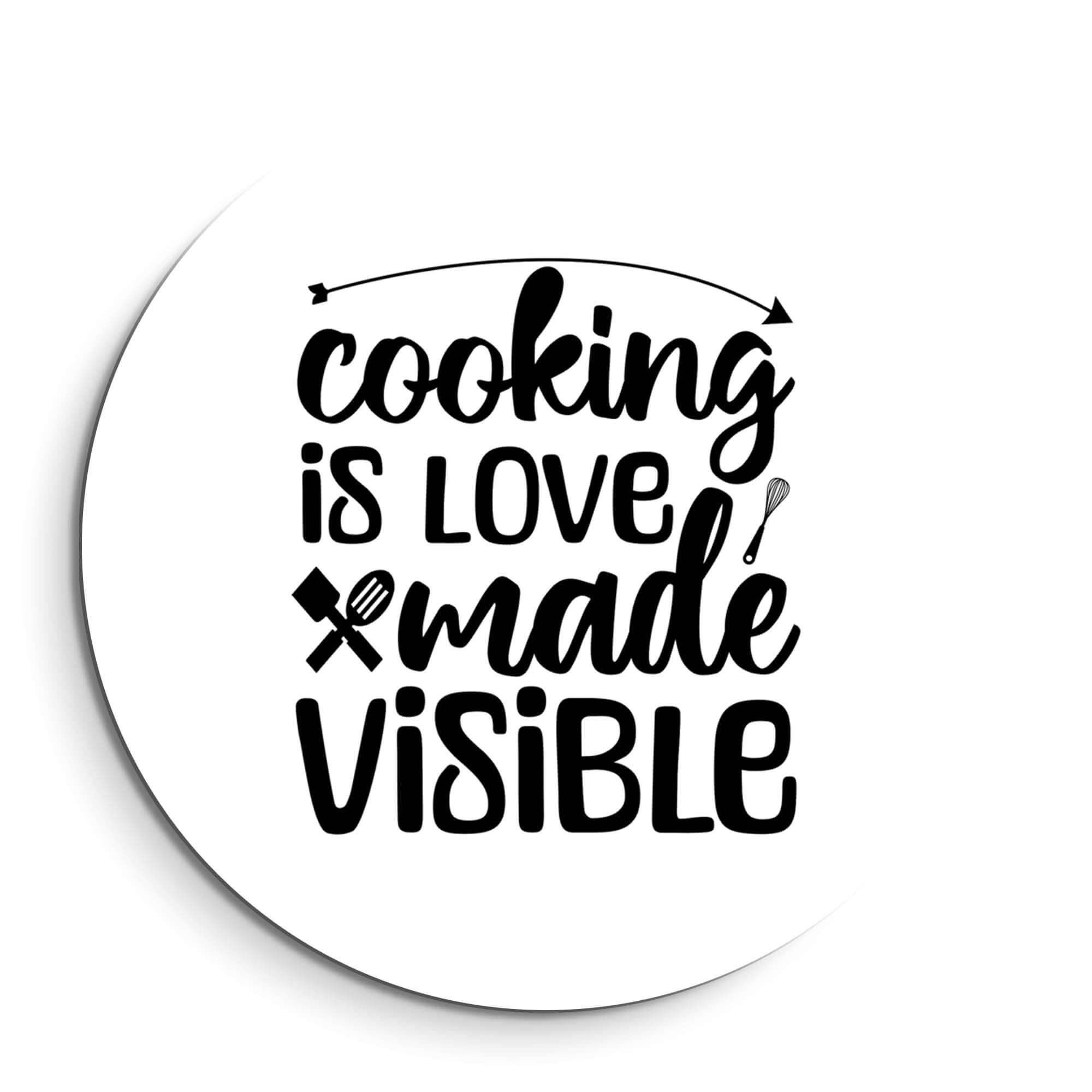 Cooking Made Visible - Wandbild mit dem Zitat "Kochen ist sichtbar gemachte Liebe", ein stilvoller Wandbild für Küche und Essbereich.