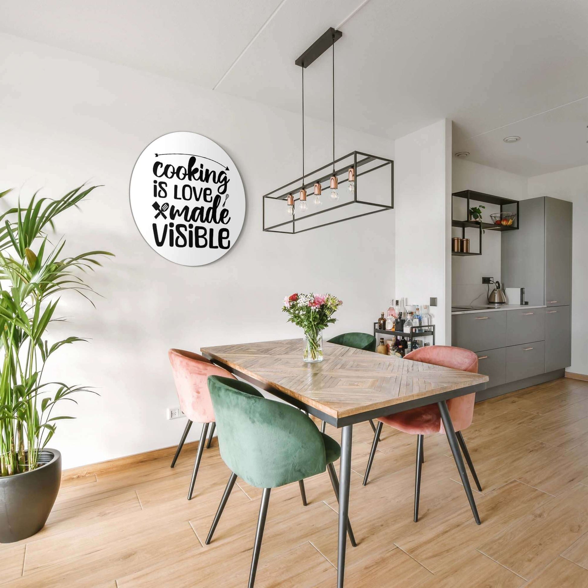 Cooking Made Visible - Wandbild mit aussagekräftigem Zitat in moderner Küche, stilvolle Wanddekoration. Schlüsselwörter: Wandbild, Wandbilder, Wandbild.
