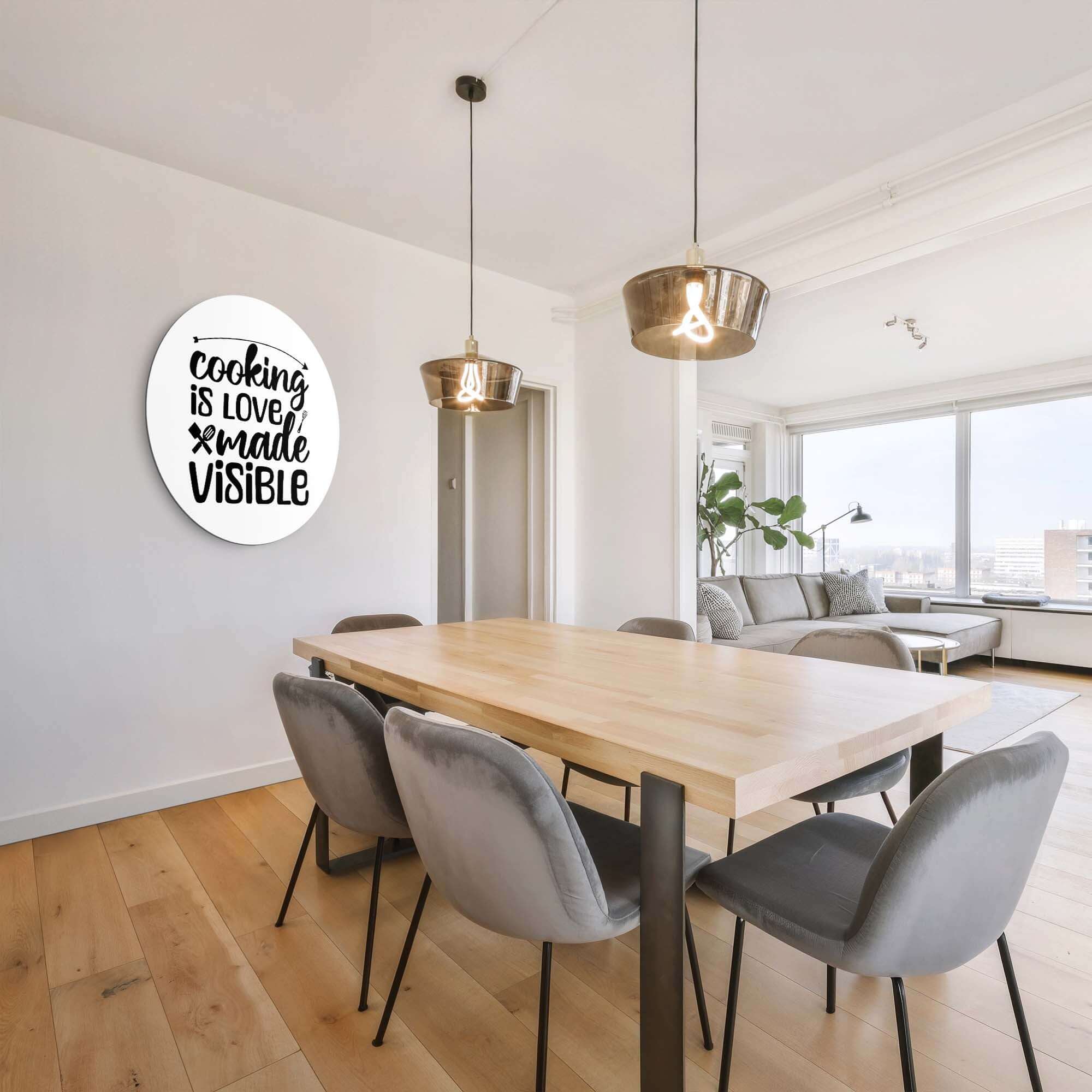Stilvolle Küche mit "Cooking Made Visible - Wall Circle" für eine warme Atmosphäre. Stilvolles Design mit Wandbild. Perfekt für die Küchendekoration.