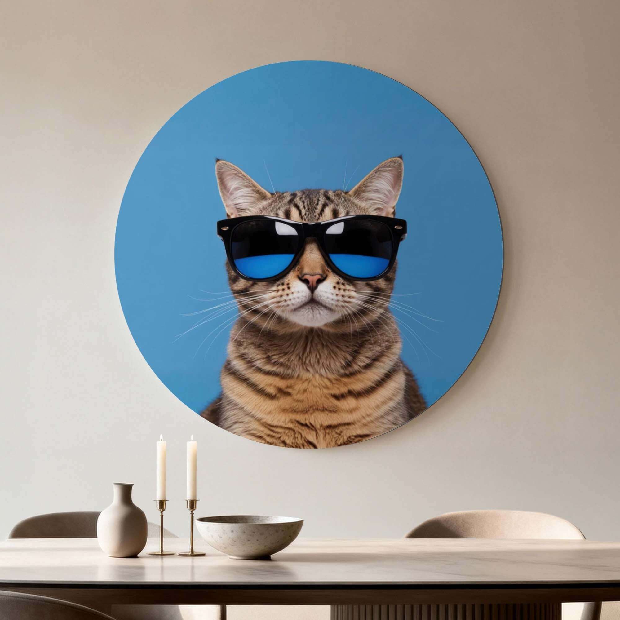 Cool Cat Vibes - Wandbild mit einer Katze mit Sonnenbrille, stilvoll und modern für Ihr Interieur.