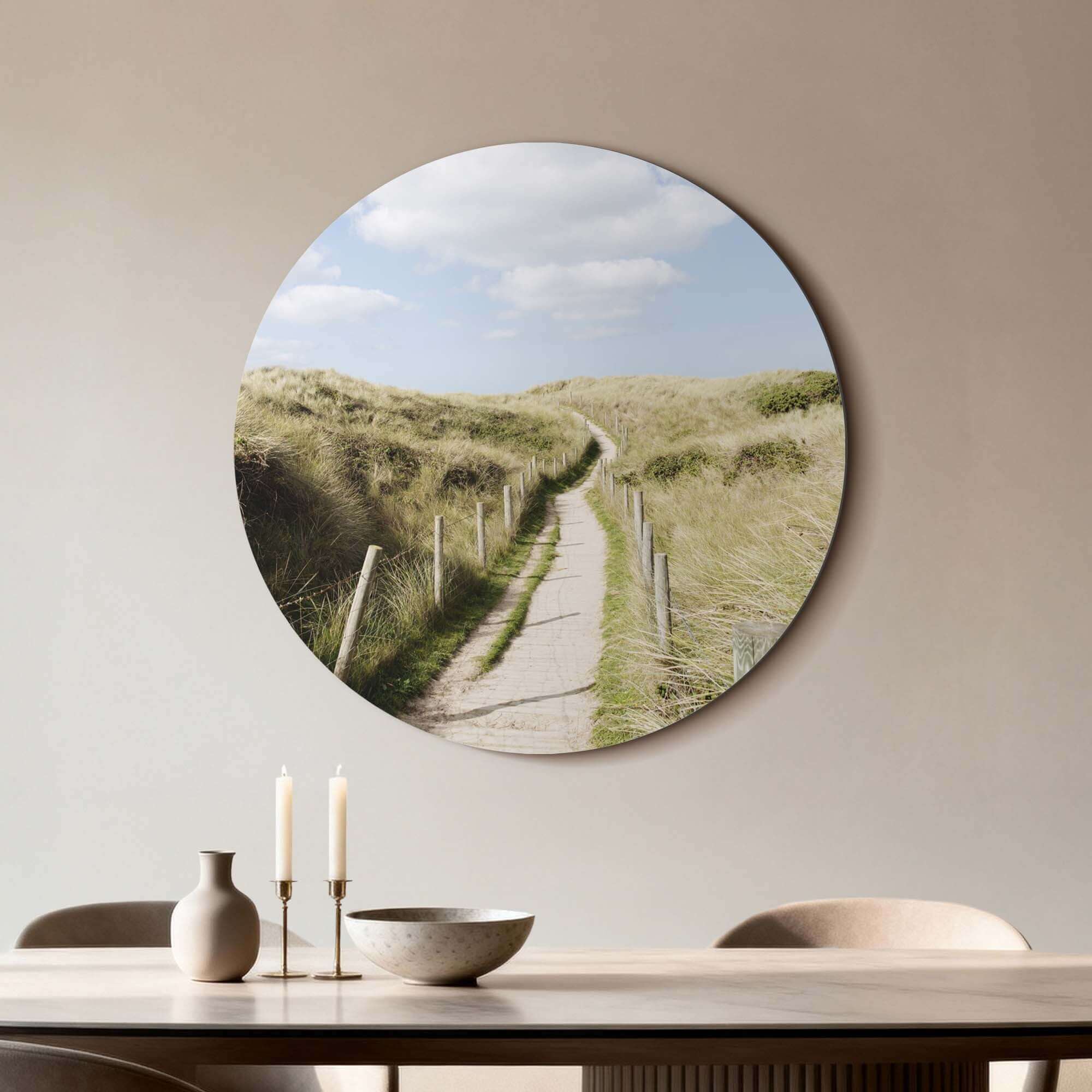 Dune Path - Wandbild eines ruhigen Dünenpfads in Richtung Meer, perfekt für moderne Innenräume.