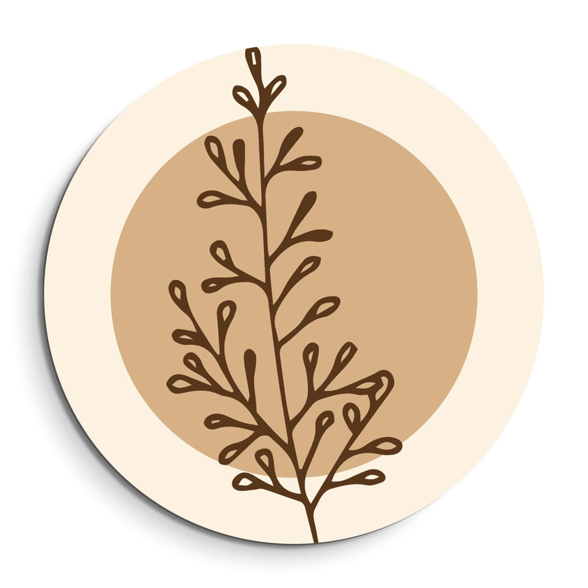 Erdige Zweigform - Wandbild in warmen Erdtönen, perfekt für moderne Küchen. Sanfter minimalistischer Wandbild mit organischer Zweigform.