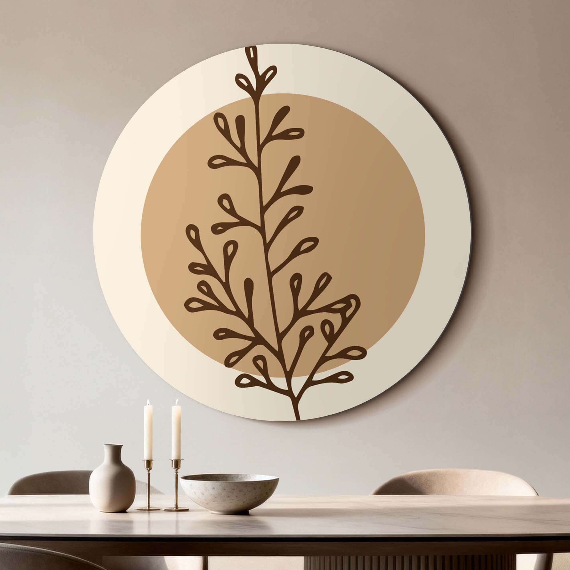 Earthy Branch Form - Wandbild in warmen Erdtönen, ein stilvoller Wandbild für moderne Küchen oder Esszimmer.
