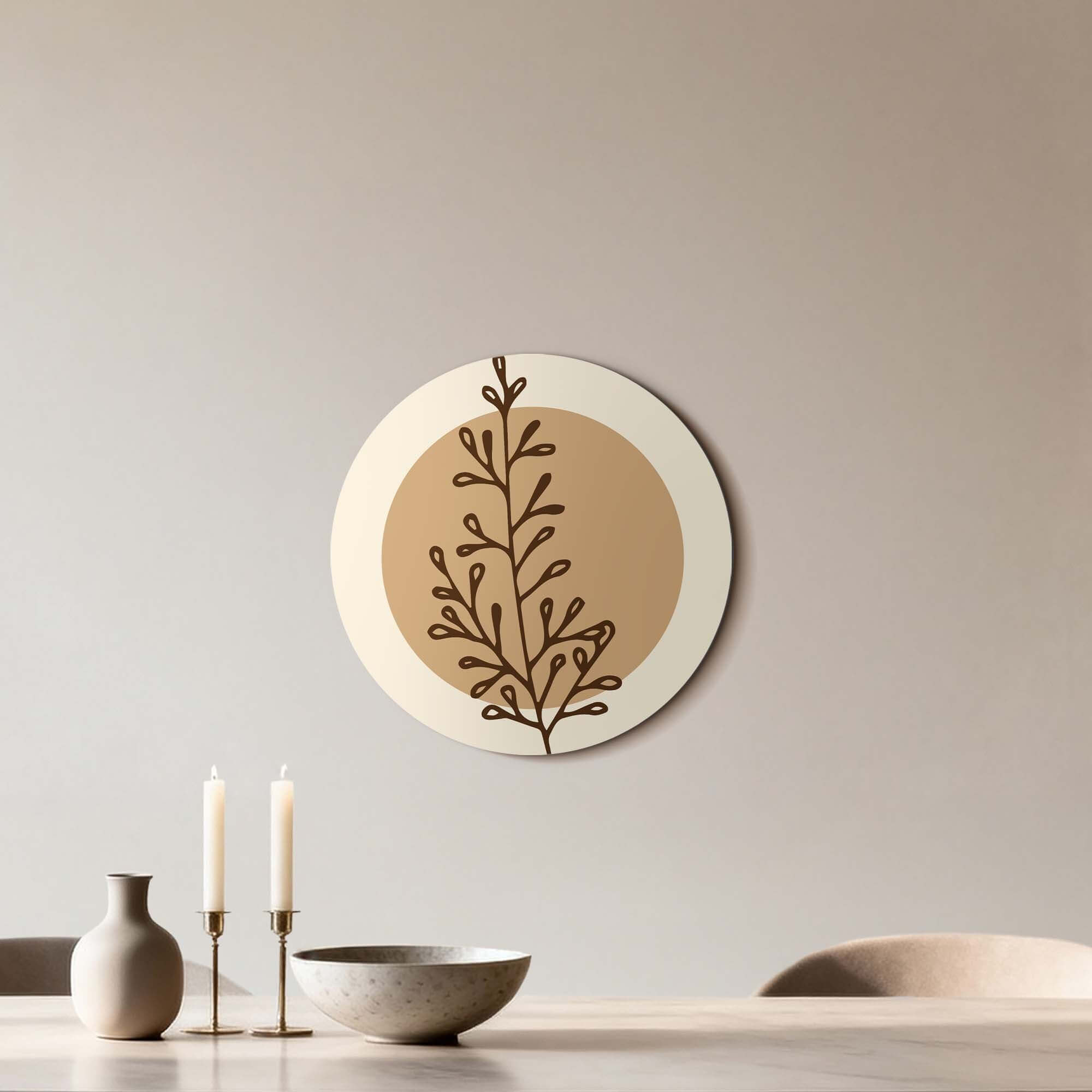 Earthy Branch Form - Wandbild in warmen Erdtönen, weicher Wandbild für eine moderne Küche oder ein Esszimmer, Wandbilder Dekoration.