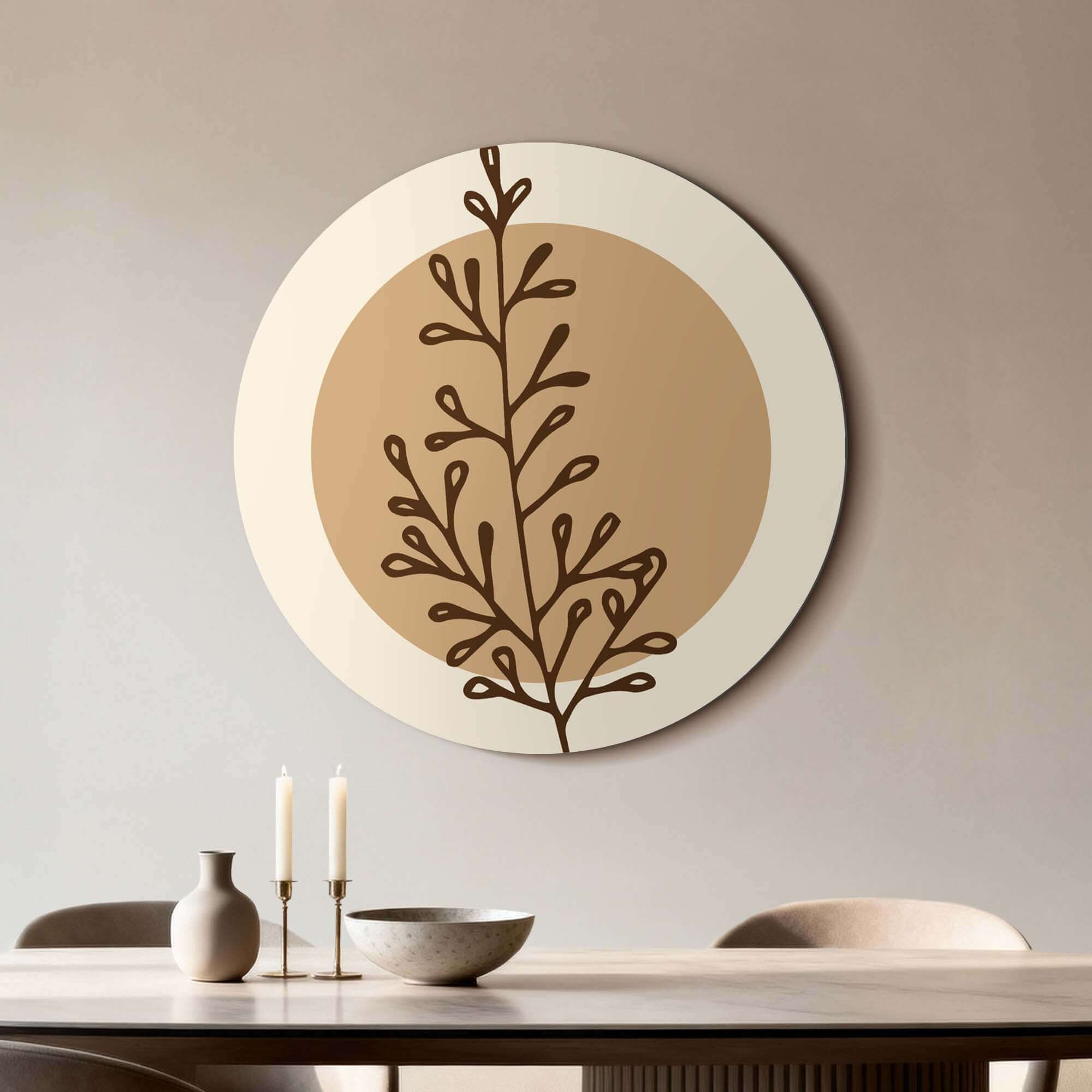 Earthy Branch Form - Wandbild in warmen Erdtönen, idealer Wandbild für moderne Küchen oder Esszimmer.