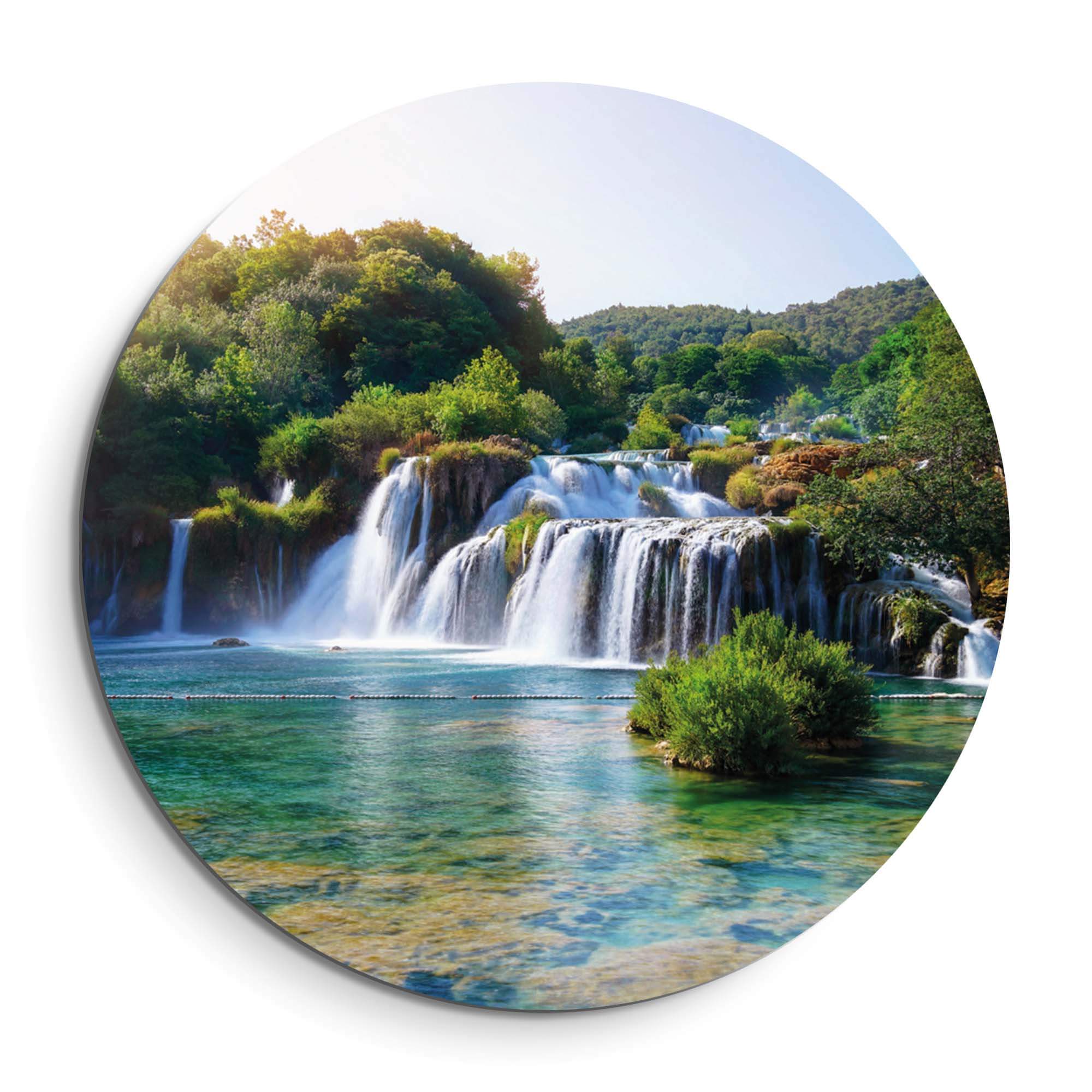 Emerald Falls - Wandbild mit türkisfarbenem See, Natur und Wasserfällen. Perfekter Wandbild für eine beruhigende Atmosphäre in jedem Raum.