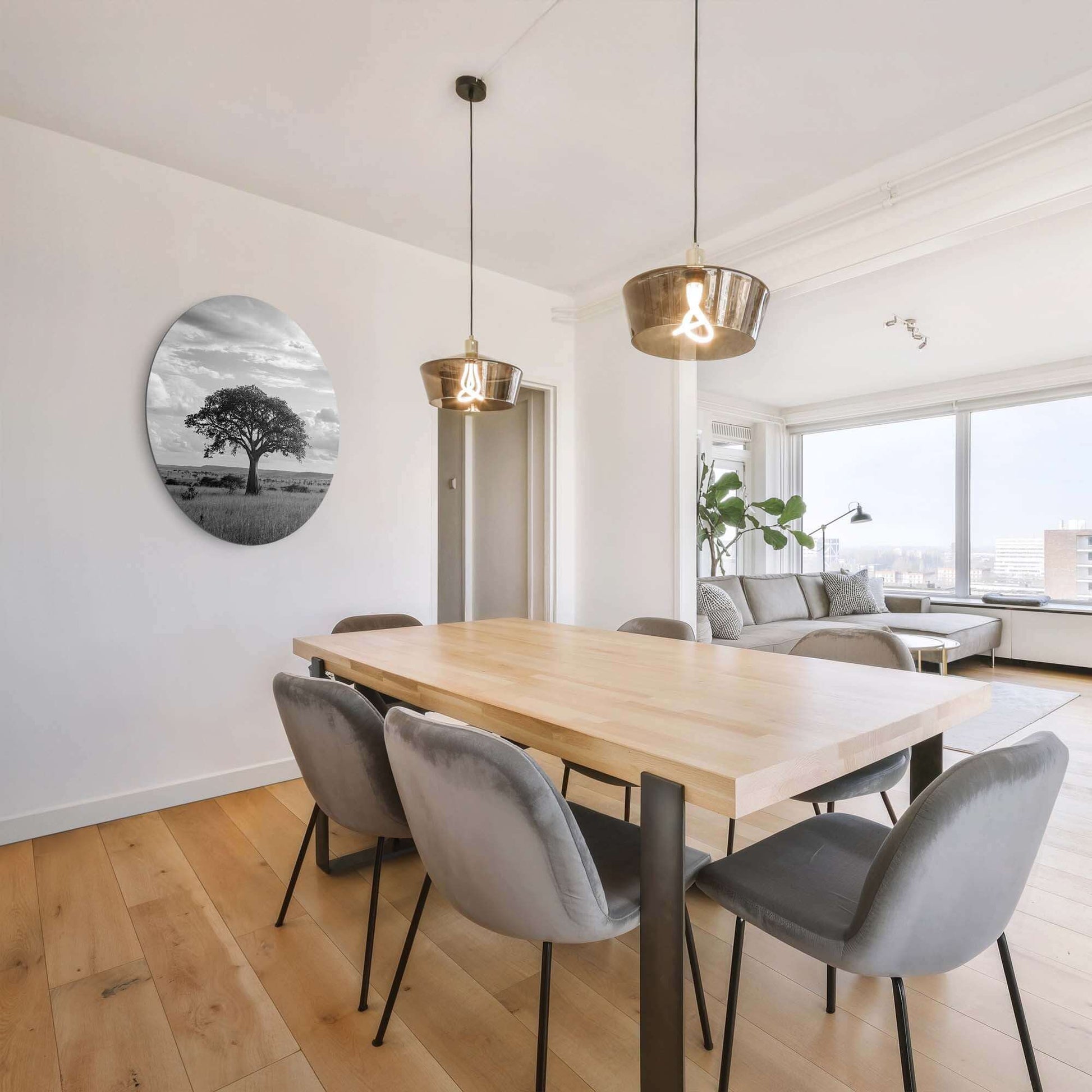 Lone Horizon - Wandbild, ruhige schwarz-weiße Wandbilder mit einem einsamen Baum, geeignet für moderne Küchen, Esszimmer oder Wohnzimmer.