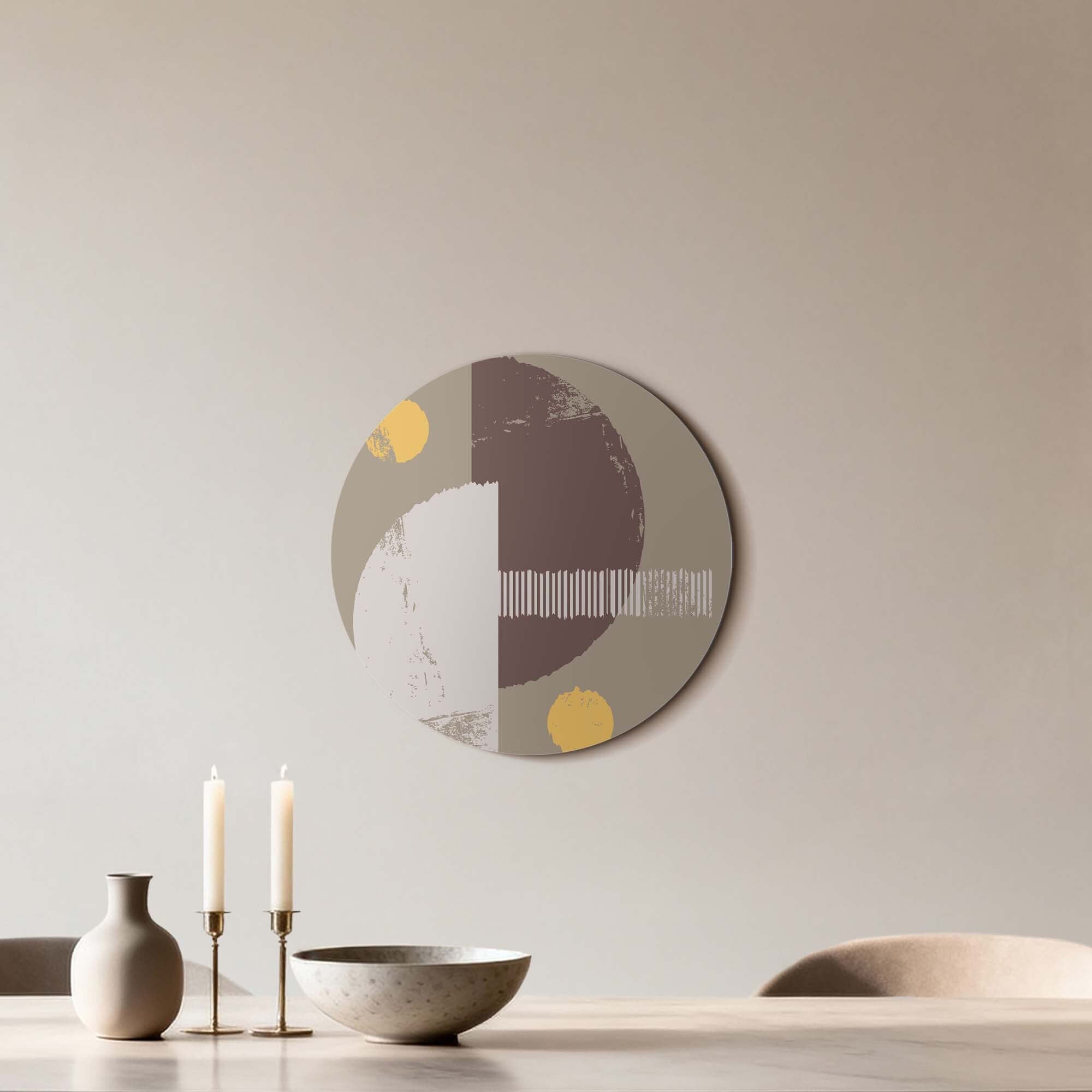 Lunar Balance - Wandbild, abstrakter Wandbild in Erdtönen und Gold, perfekter Blickfang für Küche, Esszimmer oder Wohnzimmer.