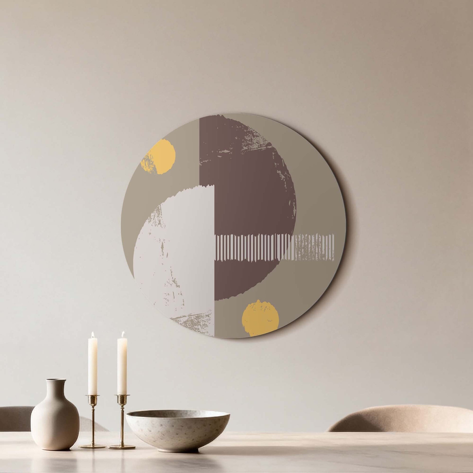 Lunar Balance - Wandbild in abstrakten Formen und Erdtönen, ein stilvoller Wandbild für Küche oder Wohnzimmer, Wandbilder Design.