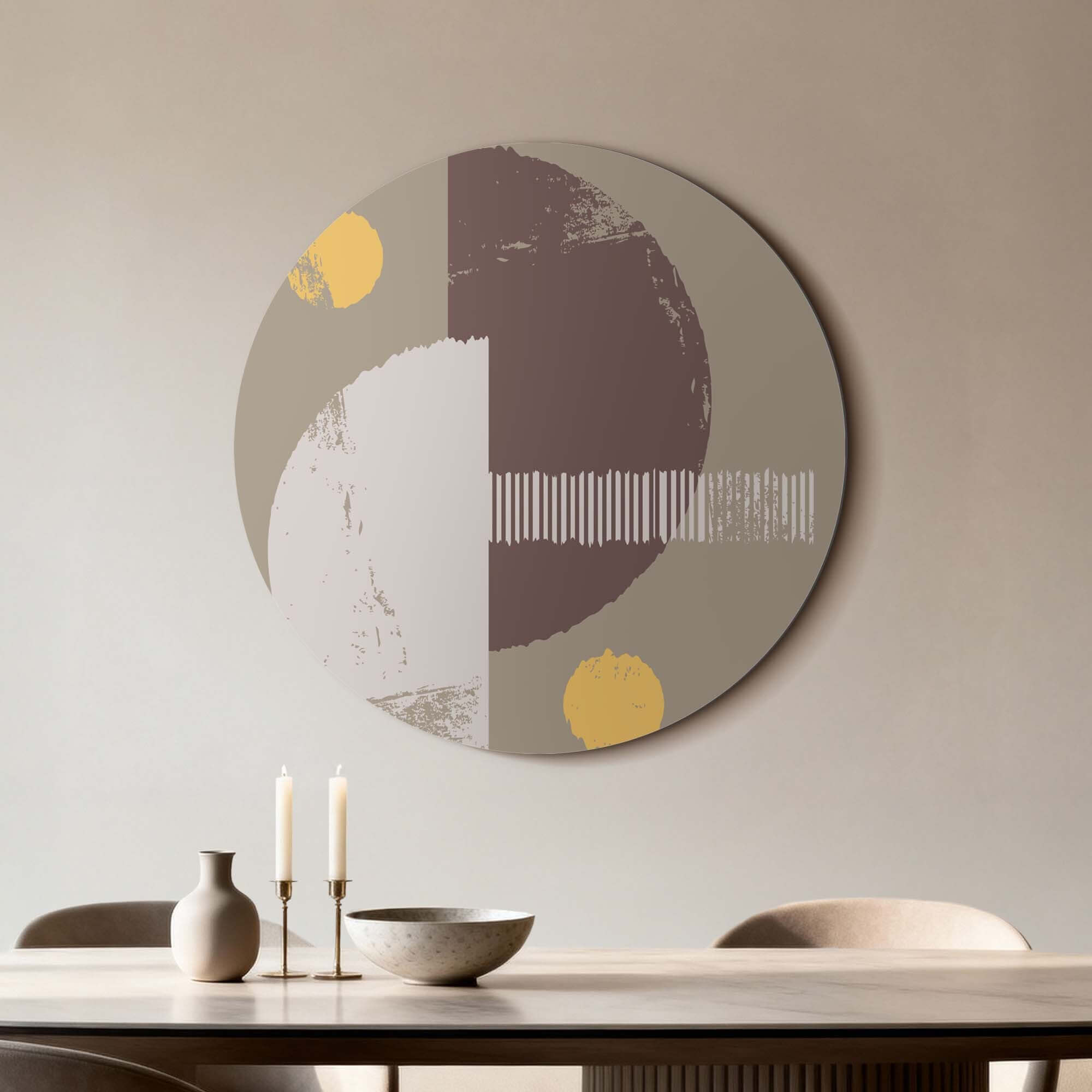 Lunar Balance - Wandbild: moderner Wandbild mit abstrakten Formen und Erdtönen, perfekt für Küche, Esszimmer oder Wohnzimmer. Wandbilder.