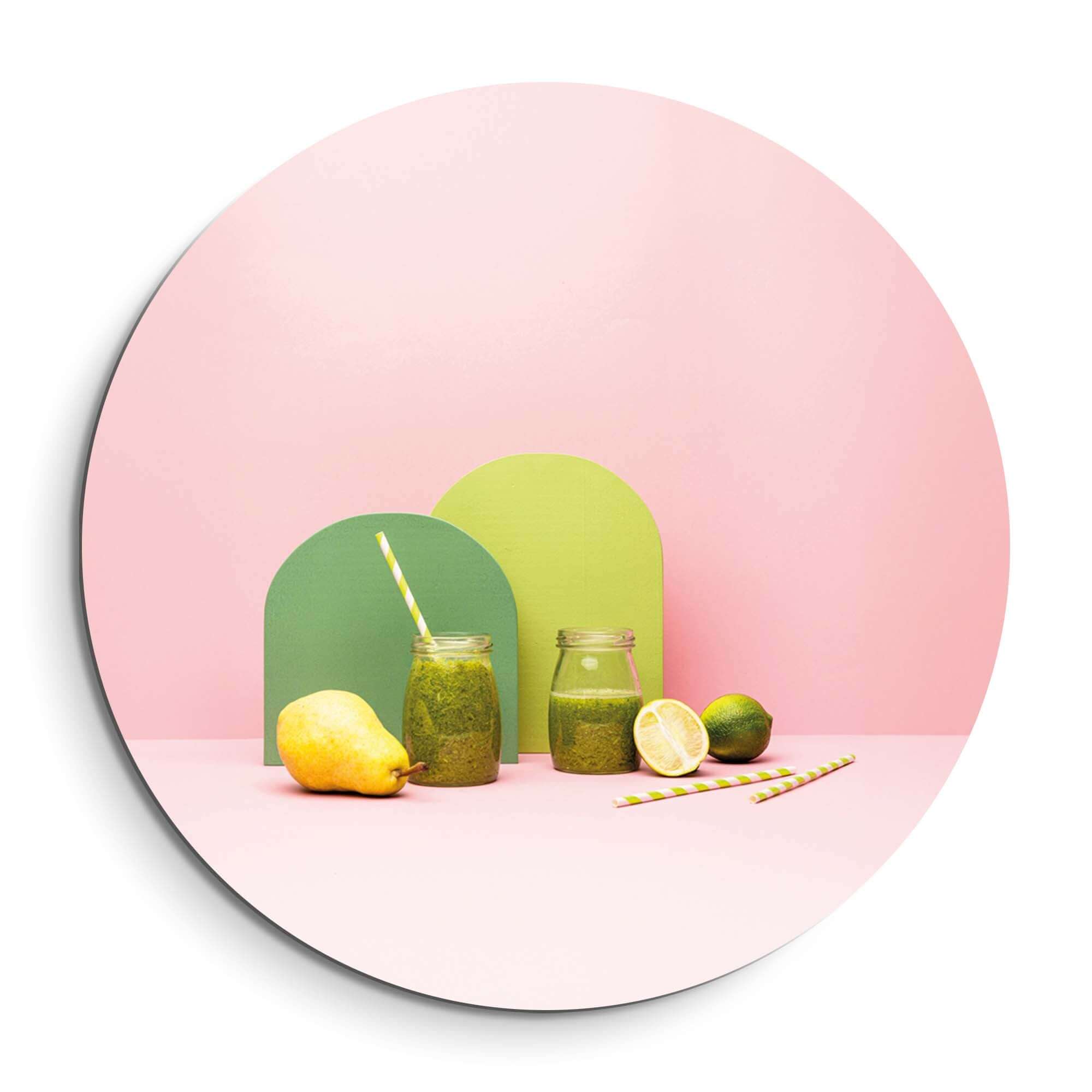 Pear Lime Blend - Wandbild mit frischer Birne, Limette, bunten Pastelltönen: Energie für Ihre Küche. Wandbilder Dekoration.