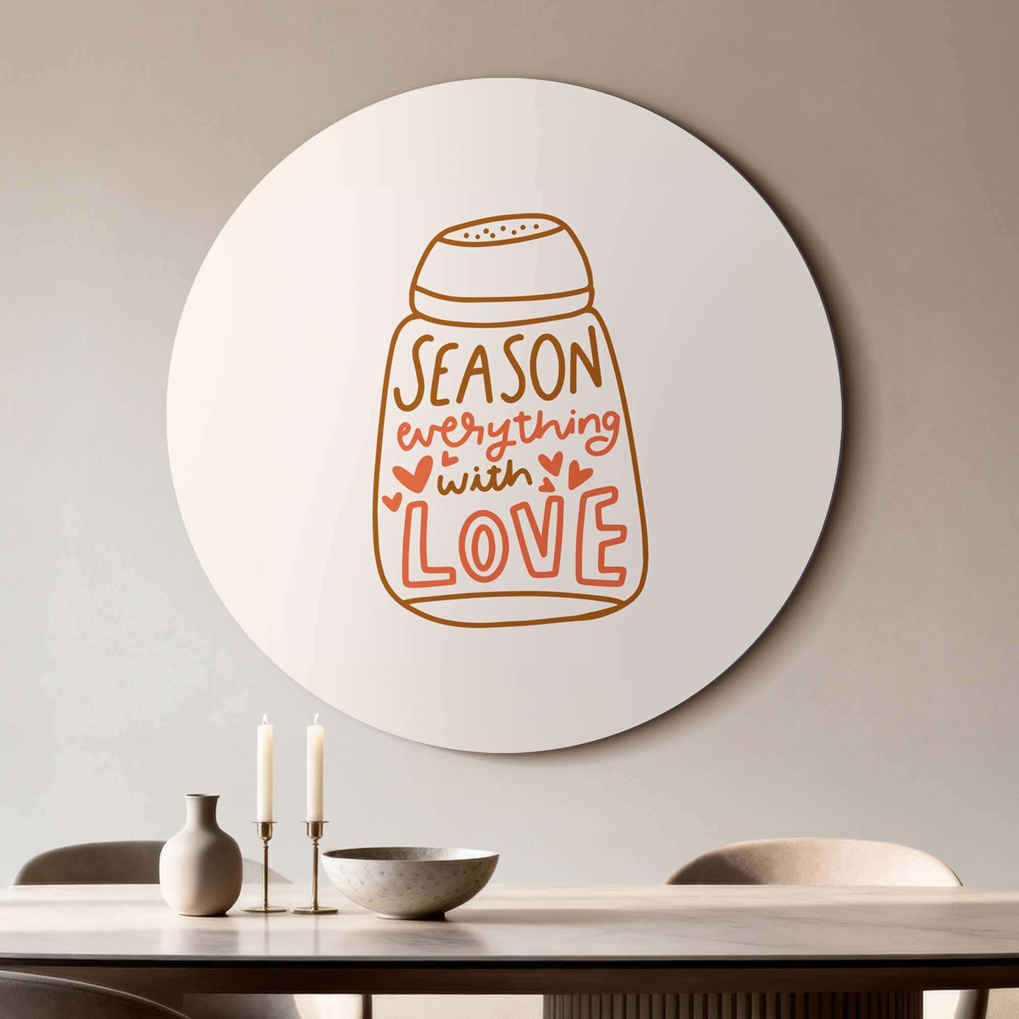 Season With Love - Wandbild in der Küche, verspielter Wandbild mit dem Text 'Season everything with love'. Die perfekte Ergänzung zu Wall Circles.